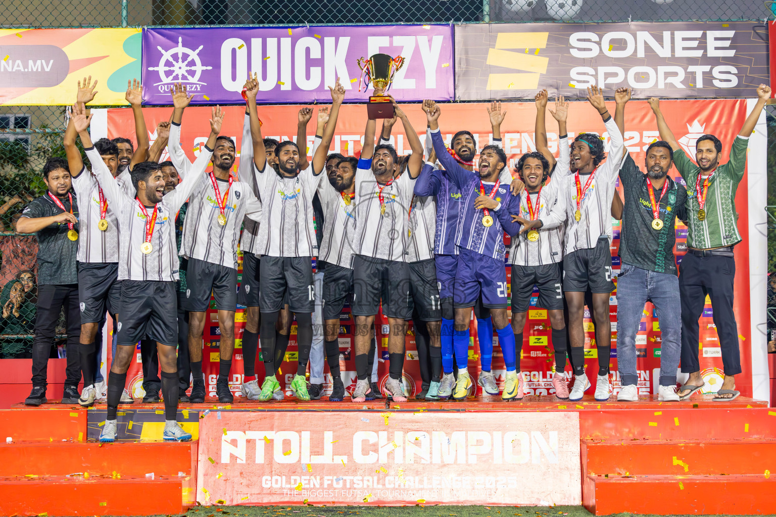 N Holhudhoo vs N Miladhoo in Noonu Atoll Final in Day 24 of Golden Futsal Challenge 2025 was held on Tuesday , 28th January 2025, in Hulhumale', Maldives. Photos: Ismail Thoriq / images.mv