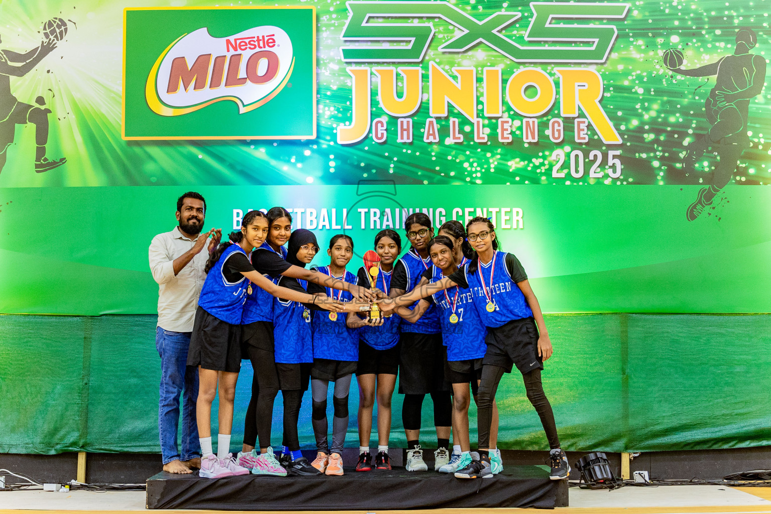 Day 3 of Milo 5 x 5 Junior Challenge 2025 - Basketball tournament held in Basketball Training Center, Male', Maldives on Saturday, 11th October 2025. Photos by: Nausham Waheed, Areef Adam / Images.mv