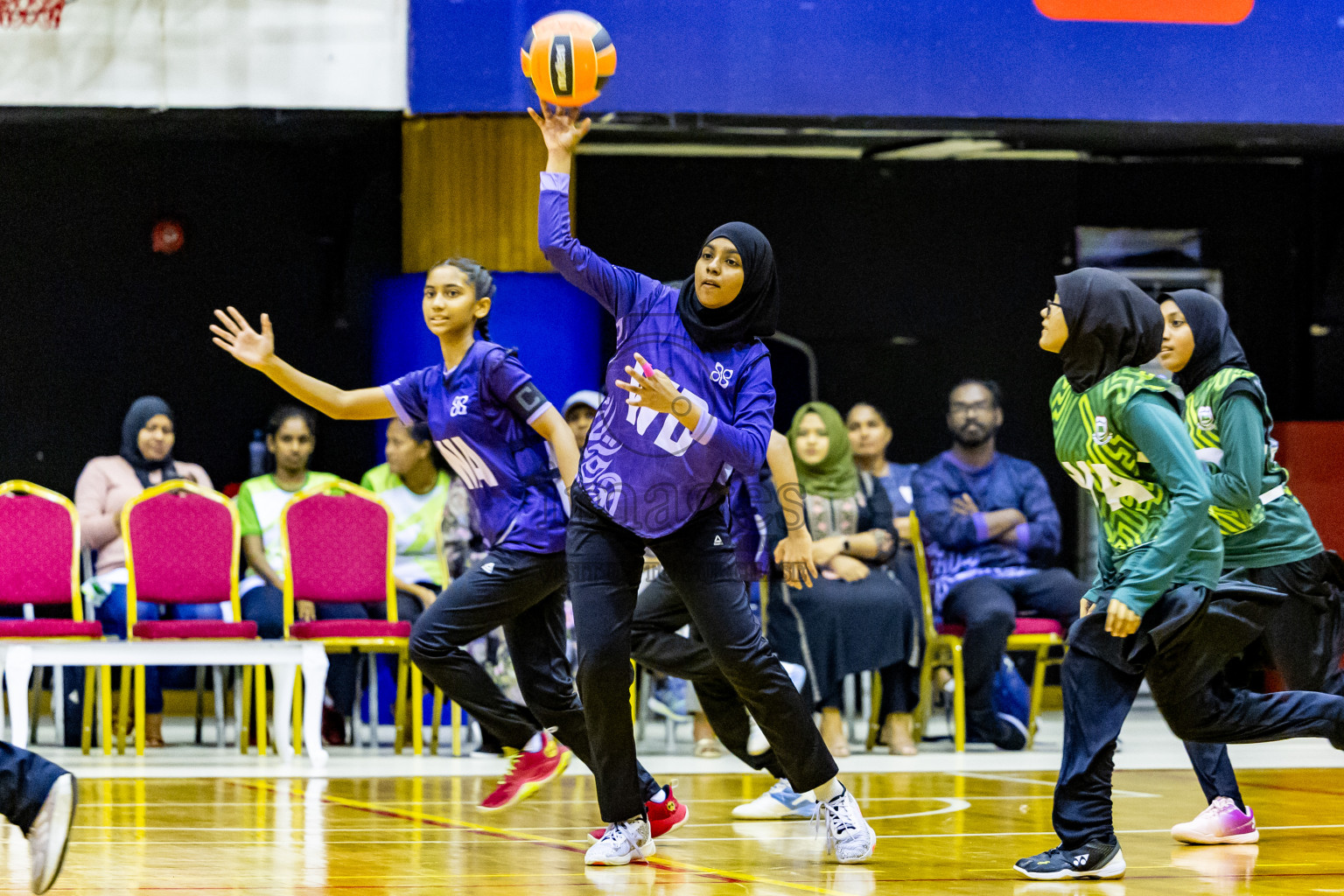 Day 3 of 25th Inter-School Netball Tournament was held in Social Center at Male', Maldives on Sunday, 11th August 2024. Photos: Nausham Waheed / images.mv