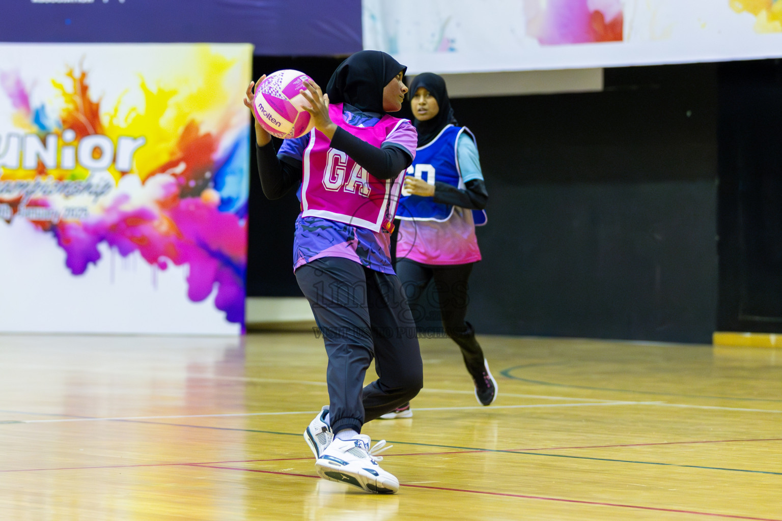 N Sports Academy A vs Young Netballers B in Day 1 of 3rd Junior Championship - Netball association of Maldives, held at Social Center on 19th January 2025 . Photos by Shuu Abdul Sattar