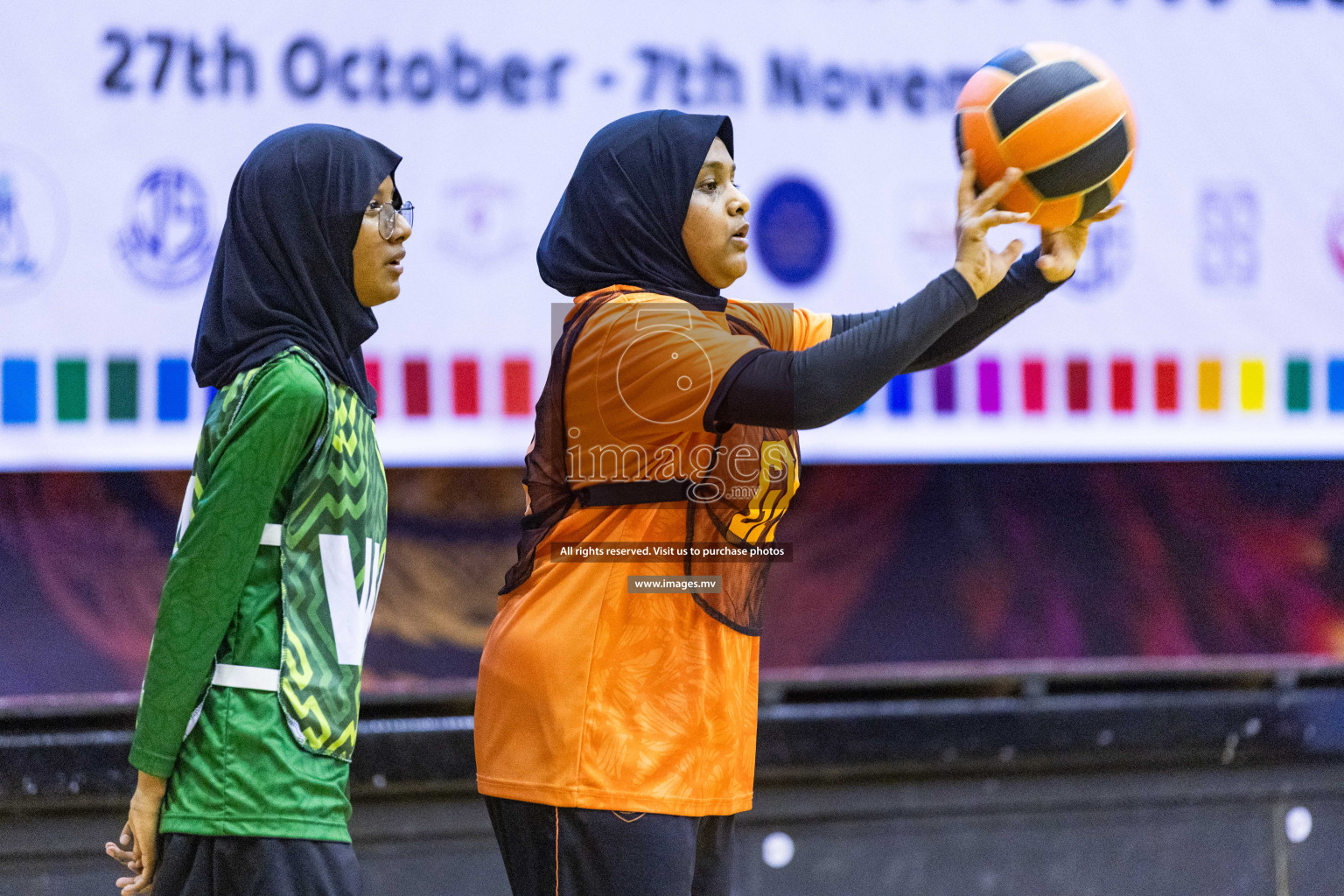 Day3 of 24th Interschool Netball Tournament 2023 was held in Social Center, Male', Maldives on 29th October 2023. Photos: Nausham Waheed, Mohamed Mahfooz Moosa / images.mv