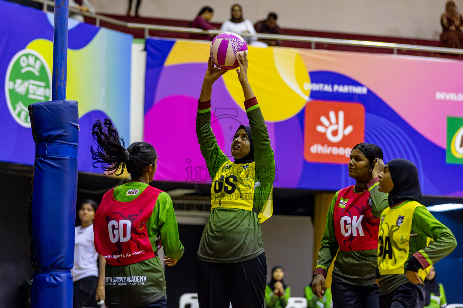 Fiontti Sports Academy vs Fionrri Academy A (U13) in Day 3 of 3rd Netball Junior Championship, held at Social Center on Tuesday, 21st January 2025 . 
Photos: Hassan Simah / images.mv