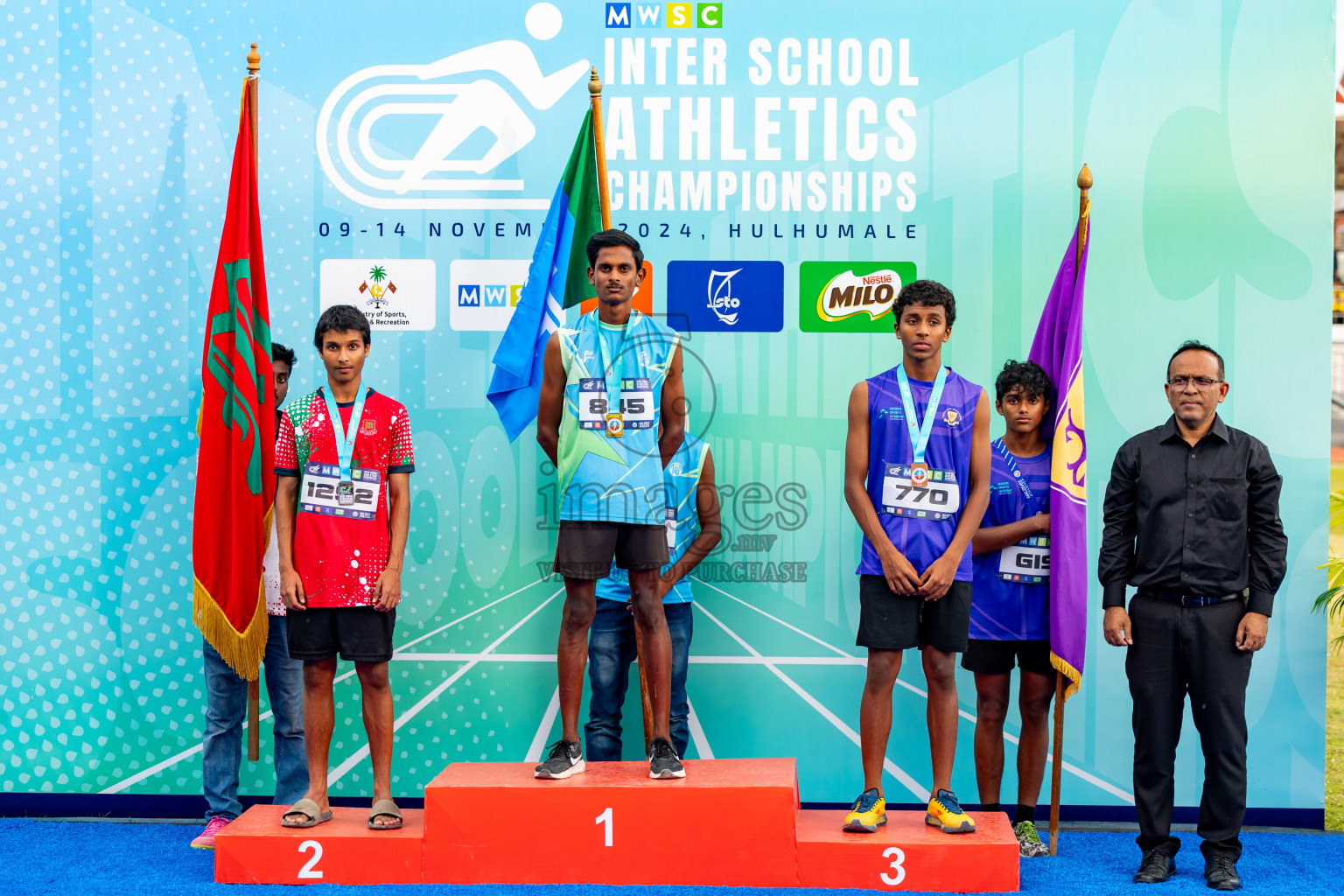 Day 6 of MWSC Interschool Athletics Championships 2024 held in Hulhumale Running Track, Hulhumale, Maldives on Thursday, 14th November 2024. Photos by: Nausham Waheed / Images.mv