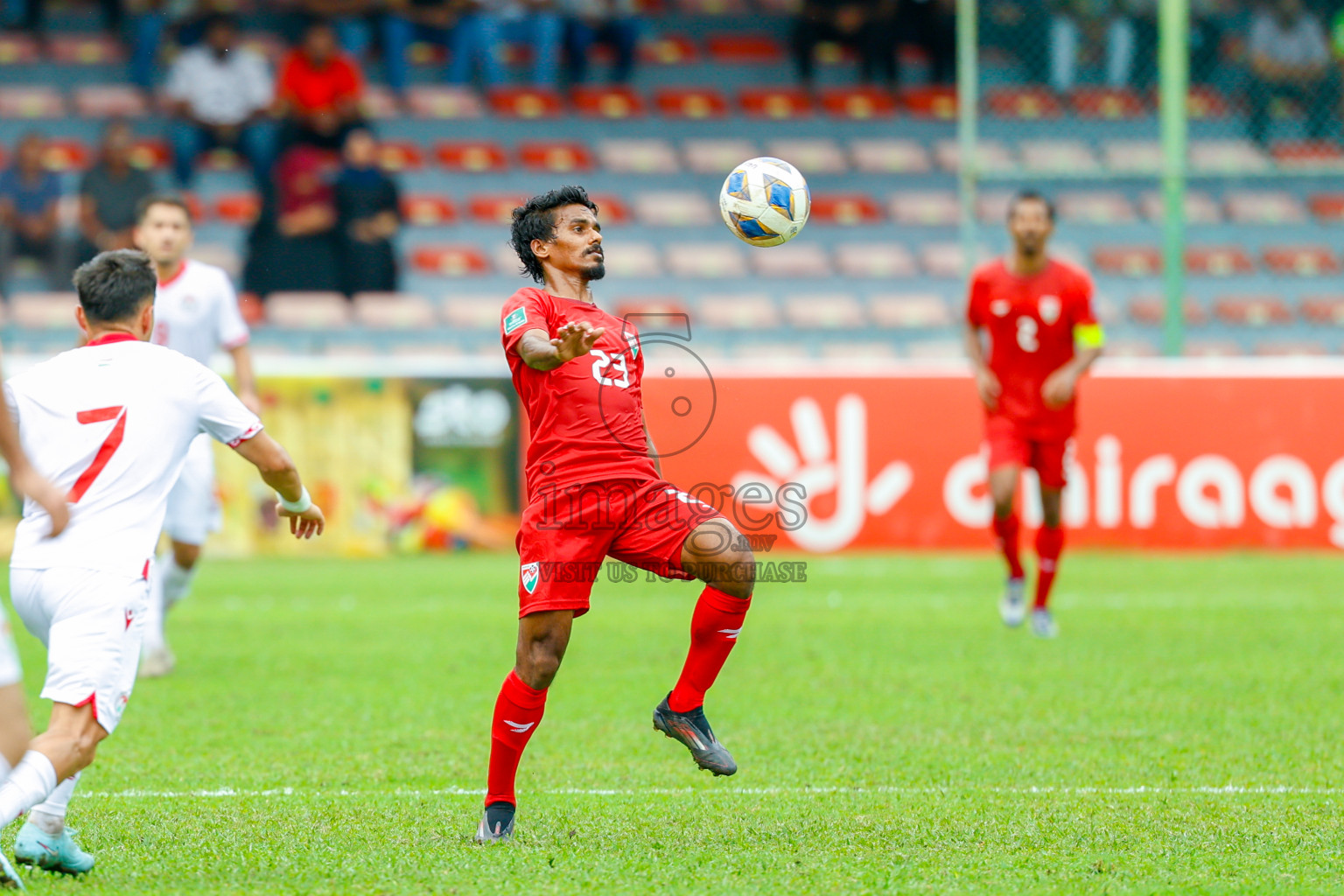 Maldives vs Tajikistan in the AFC Asian Cup Saudi Arabia 2027 Qualifier was played in Male' Maldives on Tuesday, 14th October 2025. 
Photos: Raaif Yoosuf / images.mv