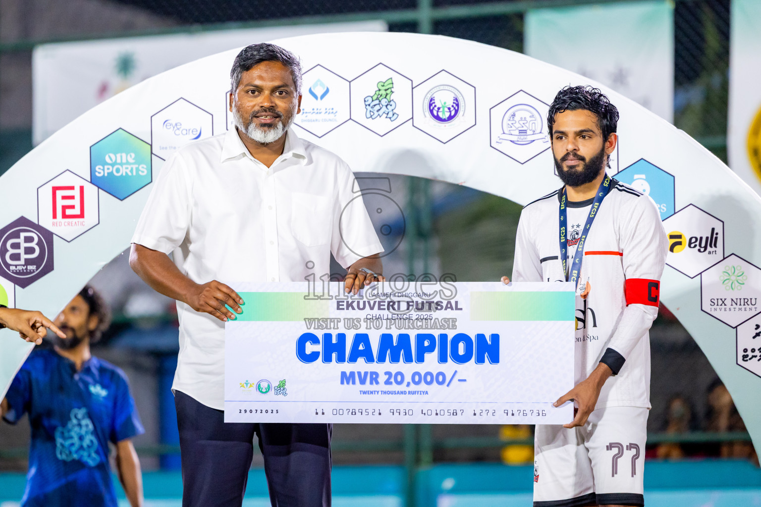 Ifhaams vs Dee Cee Jay SC in Final of Laamehi Dhiggaru Ekuveri Futsal Challenge 2025 was held on Tuesday, 29th July 2025, at Dhiggaru Futsal Ground, Dhiggaru, Maldives Photos: Nausham Waheed  / images.mv