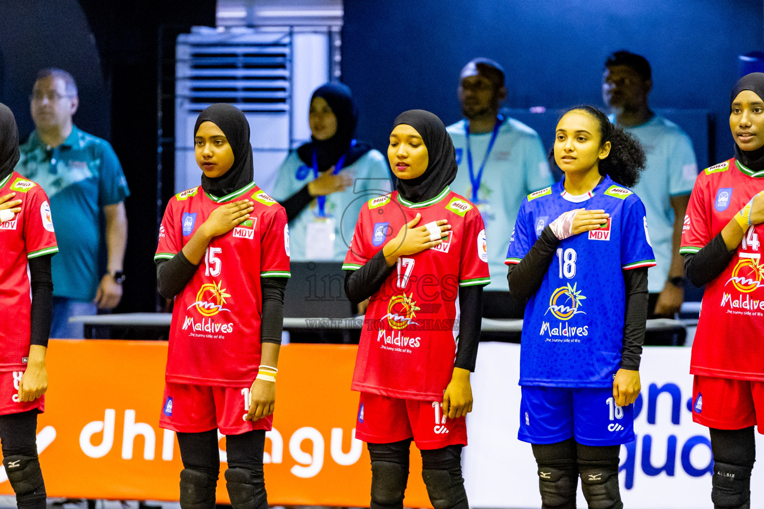 Nepal vs Maldives in Day 3 of CAVA U20 Woman's Volleyball Championship 2024 was held in Social Center, Male', Maldives on 20th July 2024. Photos: Nausham Waheed / images.mv