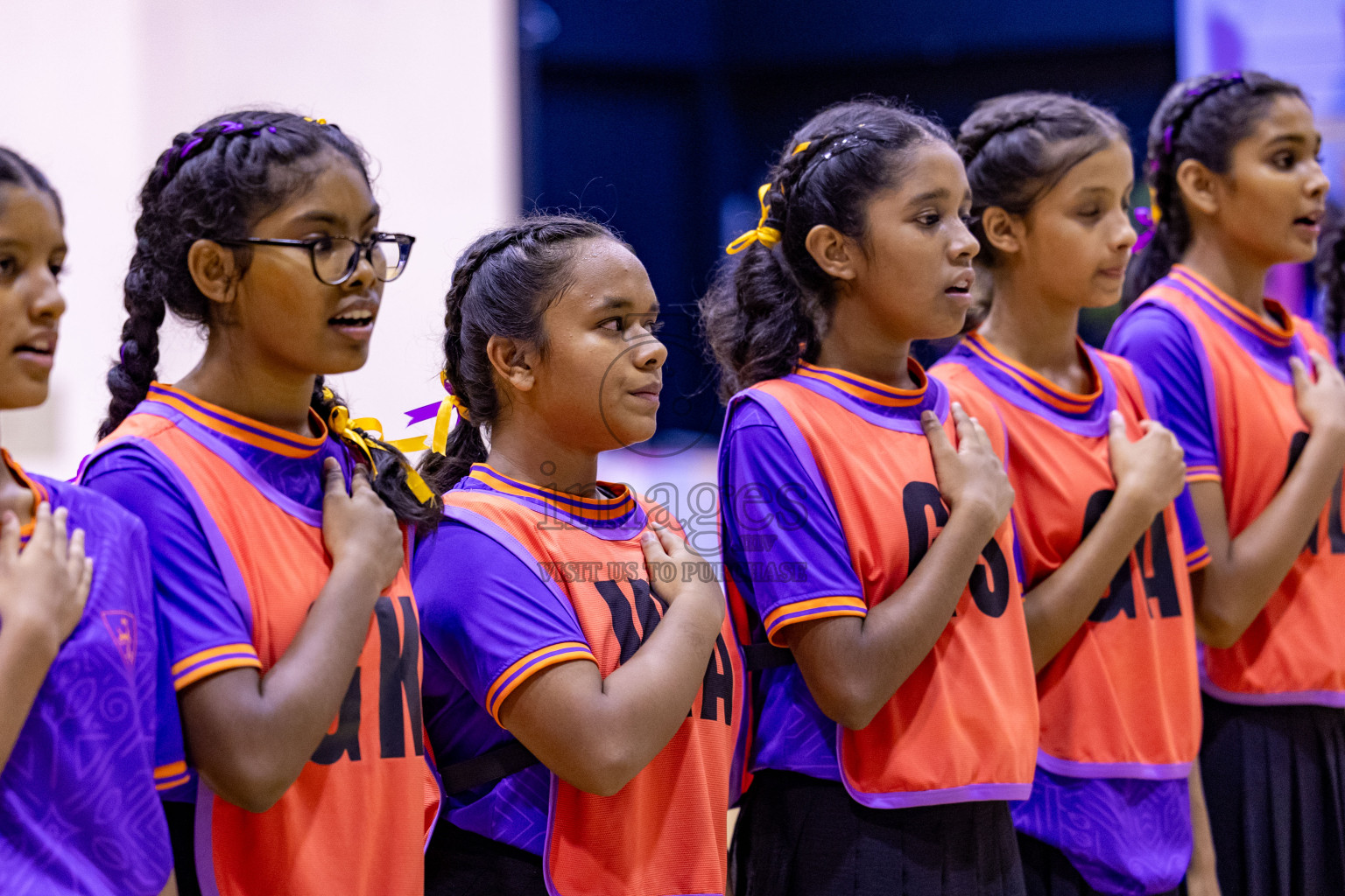 Iskandhar School vs Ghiyasuddin International School in the U15 Finals of Inter-school Netball Tournament held in Social Center at Male', Maldives on Monday, 26th August 2024. Photos: Hassan Simah / images.mv