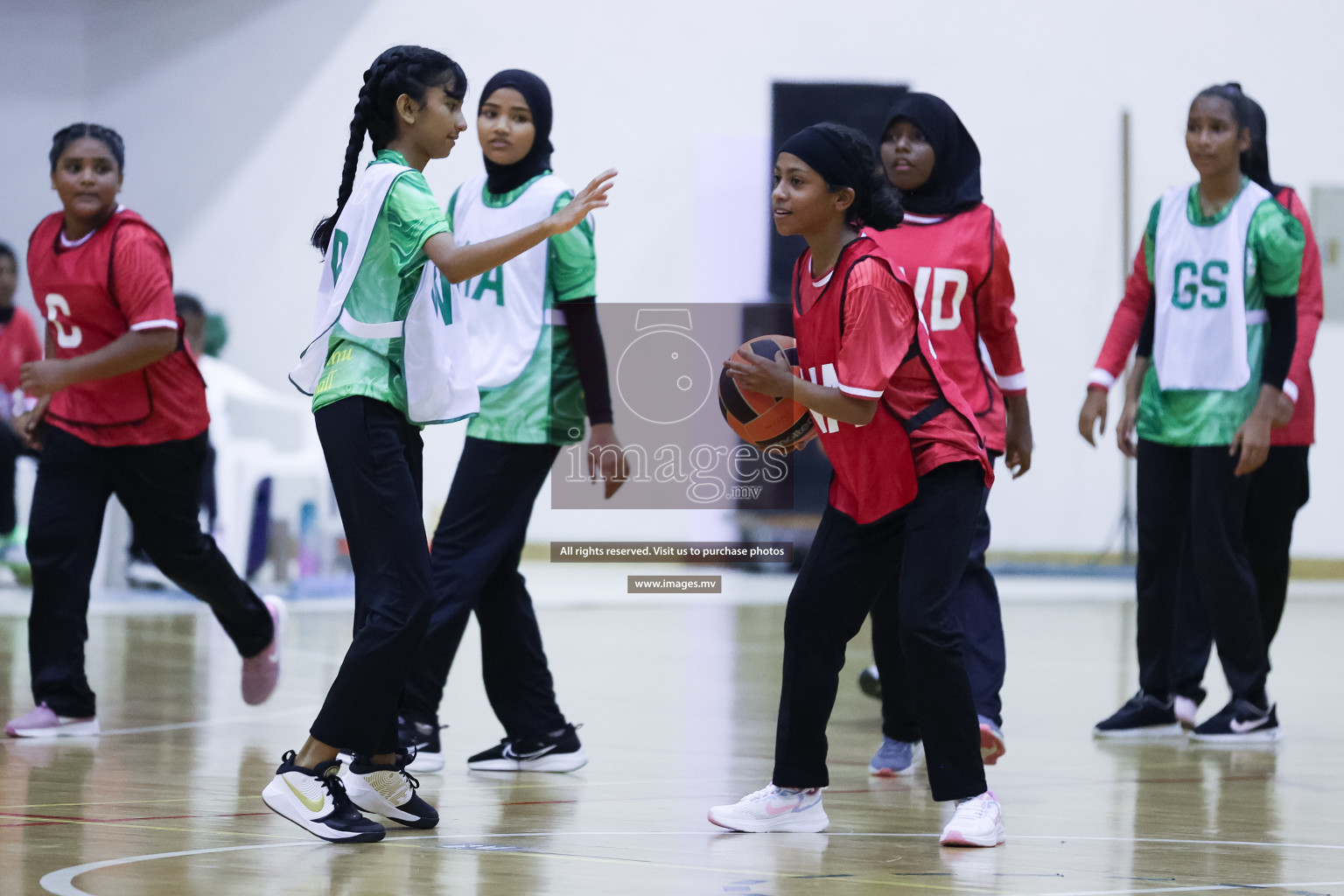 Day 9 of 24th Interschool Netball Tournament 2023 was held in Social Center, Male', Maldives on 4th November 2023. Photos: Hassan Simah / images.mv