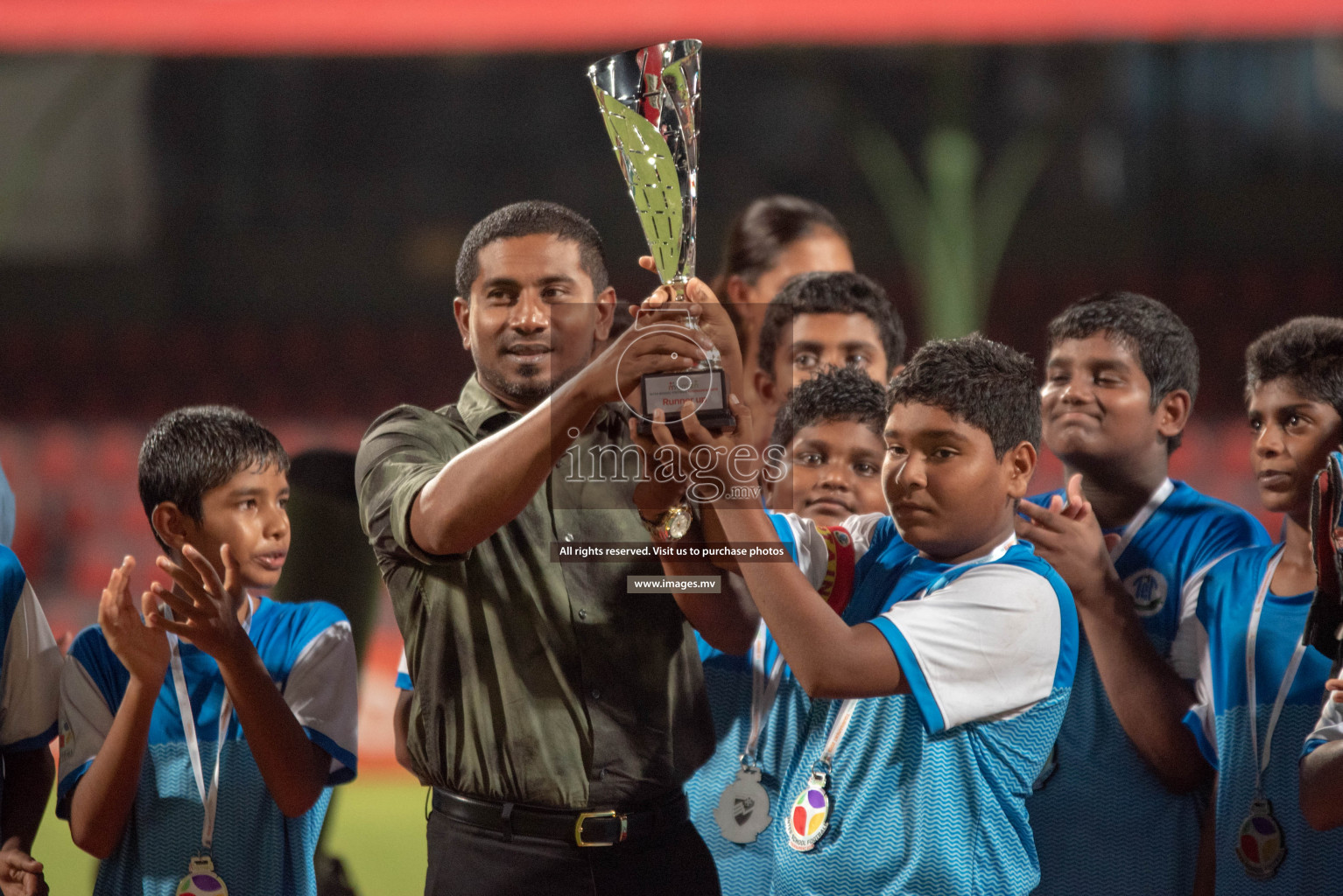 LH.EDU.CENTRE vs Ghaazee School in the finals of MAMEN Inter School Football Tournament 2019 (U13) on 22nd April 2019 in Male', Maldives Photos: Suadh Abdul Sattar/ Hassan Simah