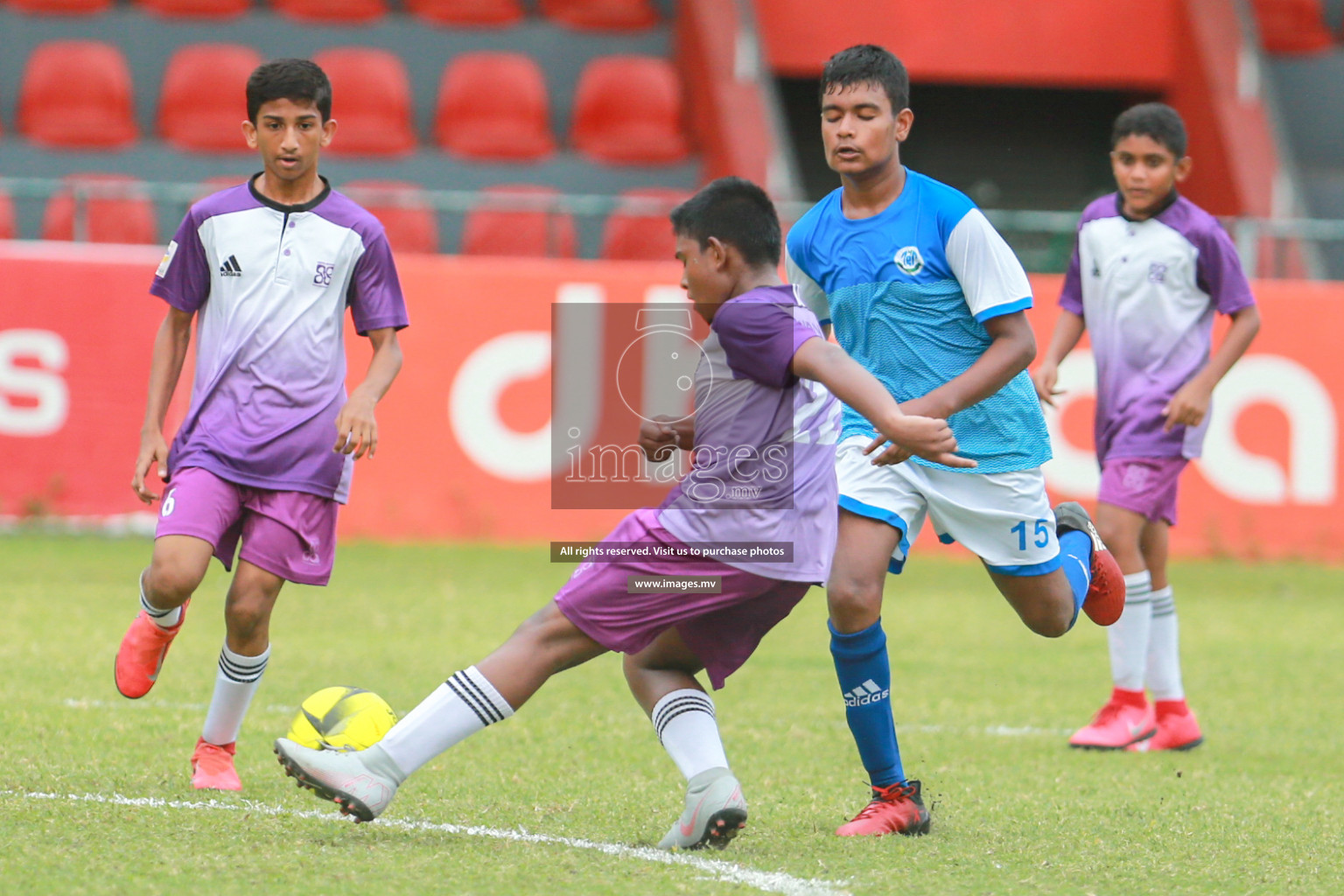 Hiriya School vs LH.EDU.CENTRE in MAMEN Inter School Football Tournament 2019 (U13) in Male, Maldives on 19th April 2019 Photos: Hassan Simah/images.mv