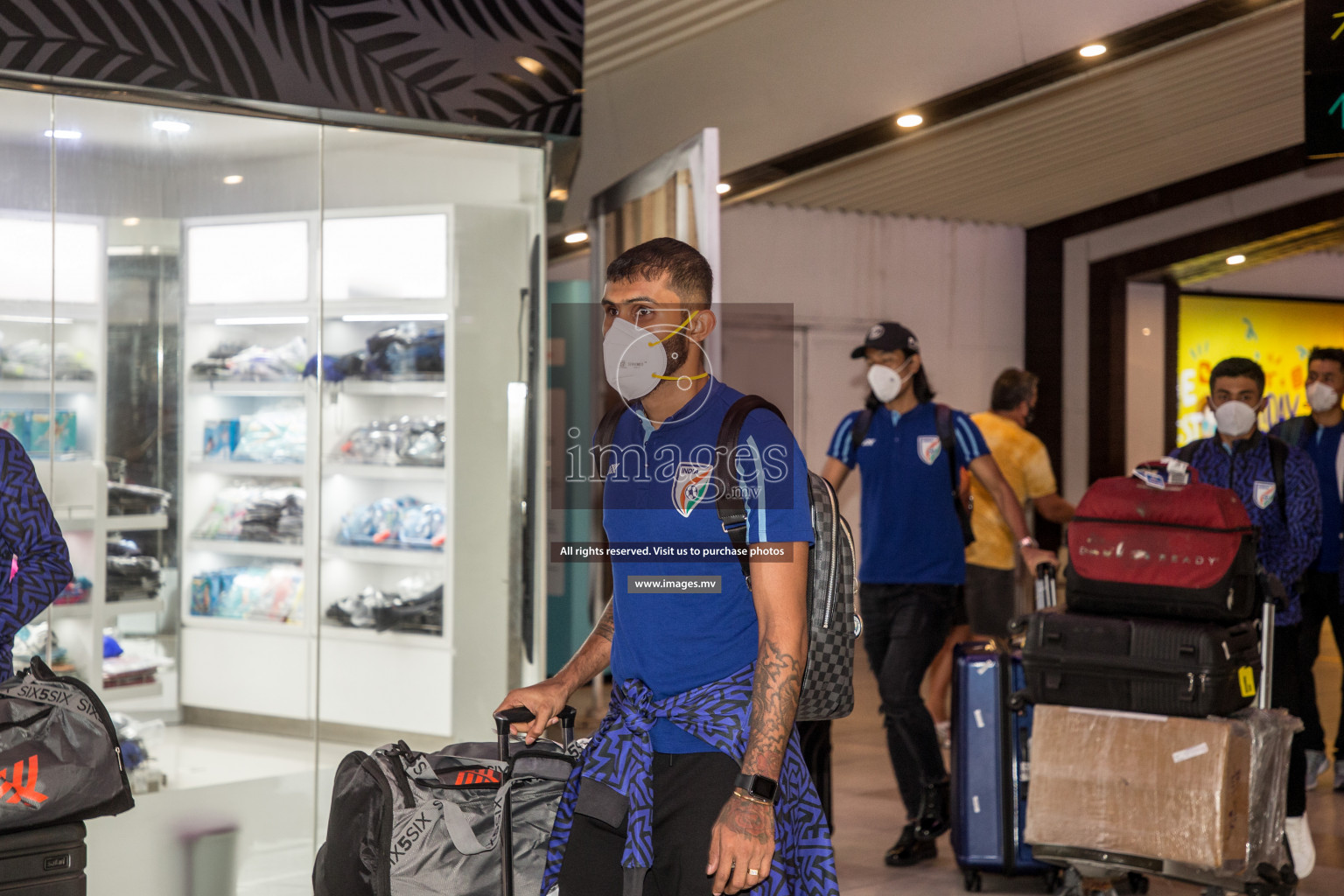 Arrival of Indian Football Team in Velana International Airport, Male' Maldives for SAFF Championship 2021 on 28 September 2021