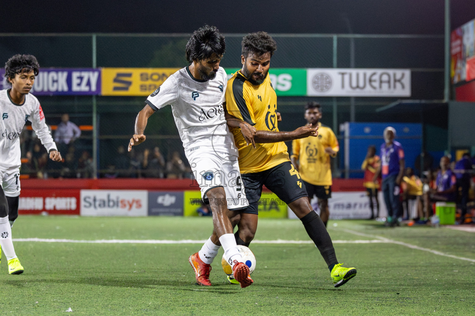 M. Veyvah vs M. Maduvvari in Day 12 of Golden Futsal Challenge 2025 was held on Thursday, 16th January 2025, in Hulhumale', Maldives Photos: Mohamed Mahfooz Moosa / images.mv