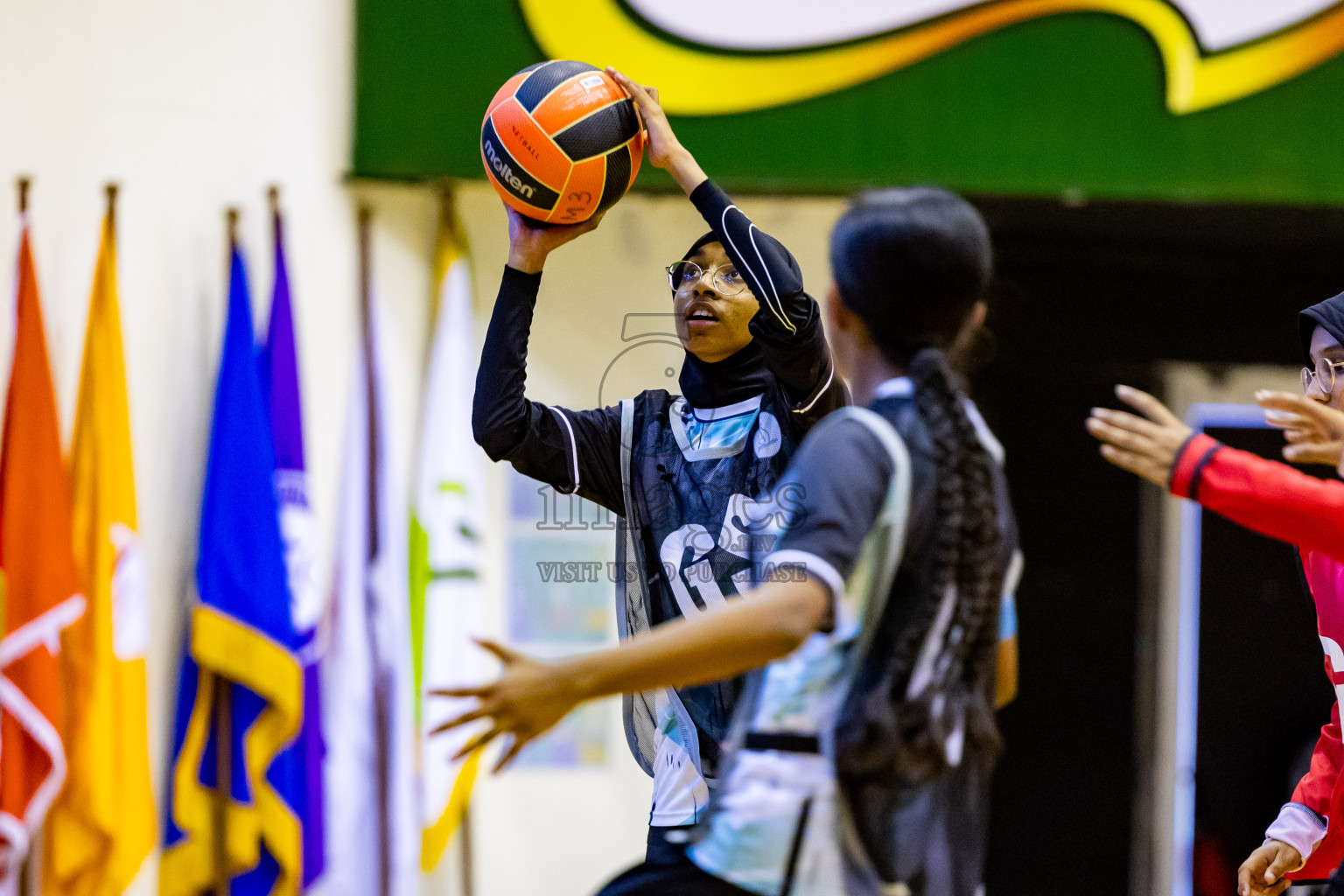 Day 9 of 25th Inter-School Netball Tournament was held in Social Center at Male', Maldives on Monday, 19th August 2024. Photos: Nausham Waheed / images.mv