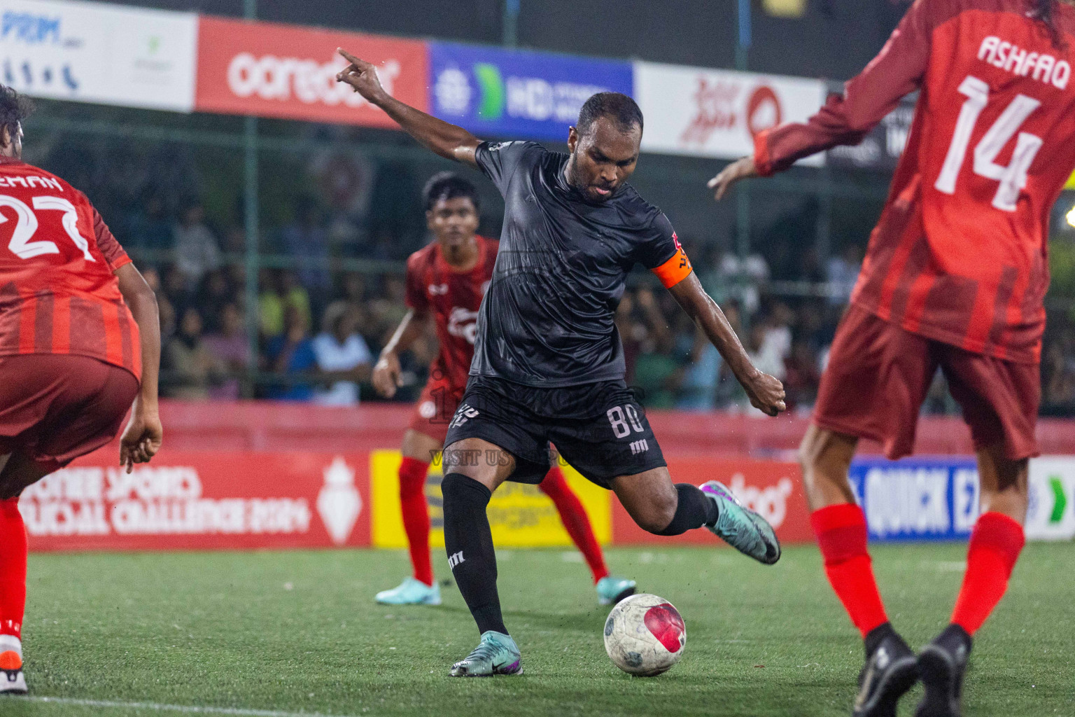 K Kaashidhoo vs K Hraa in Day 22 of Golden Futsal Challenge 2024 was held on Monday , 5th February 2024 in Hulhumale', Maldives Photos: Nausham Waheed / images.mv