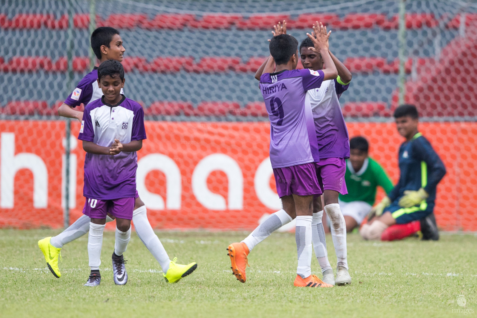 Hiriya School vs Kalaafaan School in Mamen Inter-School Football Tournament 2019 (U15) on 26th February 2019, Monday in Male' Maldives (Images.mv Photo: Suadh Abdul Sattar)