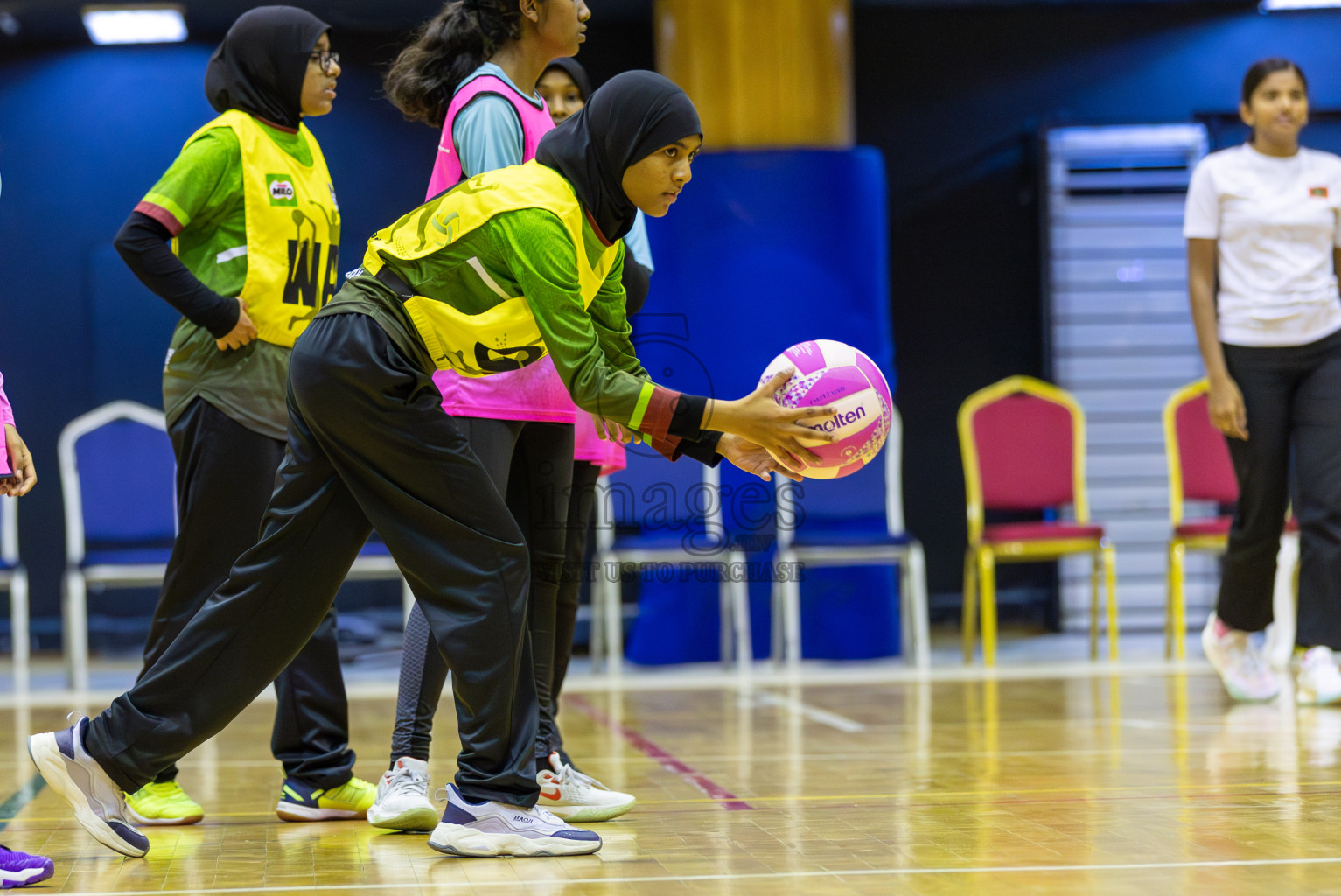 Fionti Sports Acadamy vs Netkids C in Day 3 of 3rd Netball Junior Championship, held at Social Center on Wednesday 22nd January 2025 . Photos: Shuu Abdul Sattar / images.mv