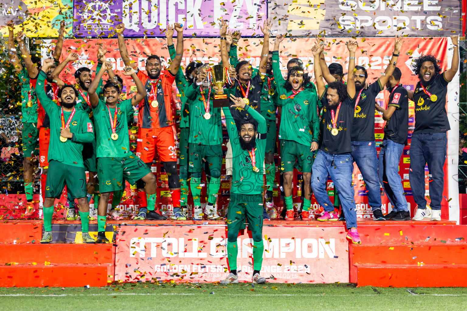 HA Dhidhdhoo vs HA Vashafaru in Haa Alif Atoll Finals Day 28 of Golden Futsal Challenge 2025 was held on Saturday , 1st February 2025, in Hulhumale', Maldives. Photos: Nausham Waheed / images.mv
