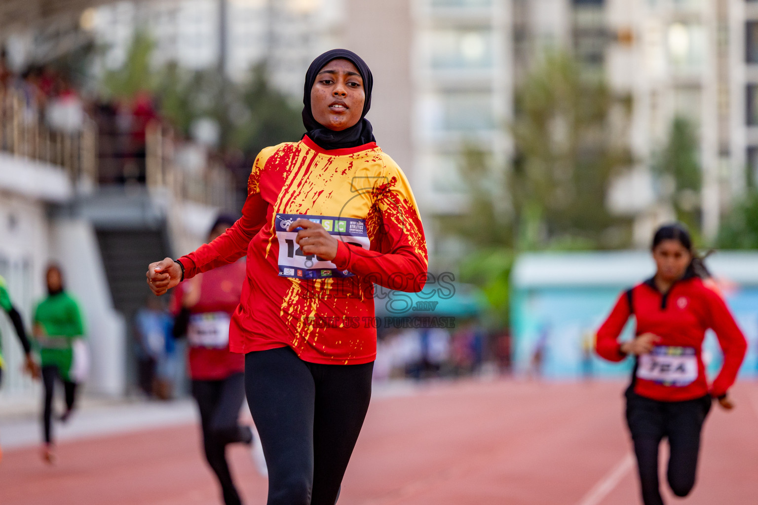 Day 1 of MWSC Interschool Athletics Championships 2024 held in Hulhumale Running Track, Hulhumale, Maldives on Saturday, 9th November 2024. 
Photos by: Hassan Simah / Images.mv