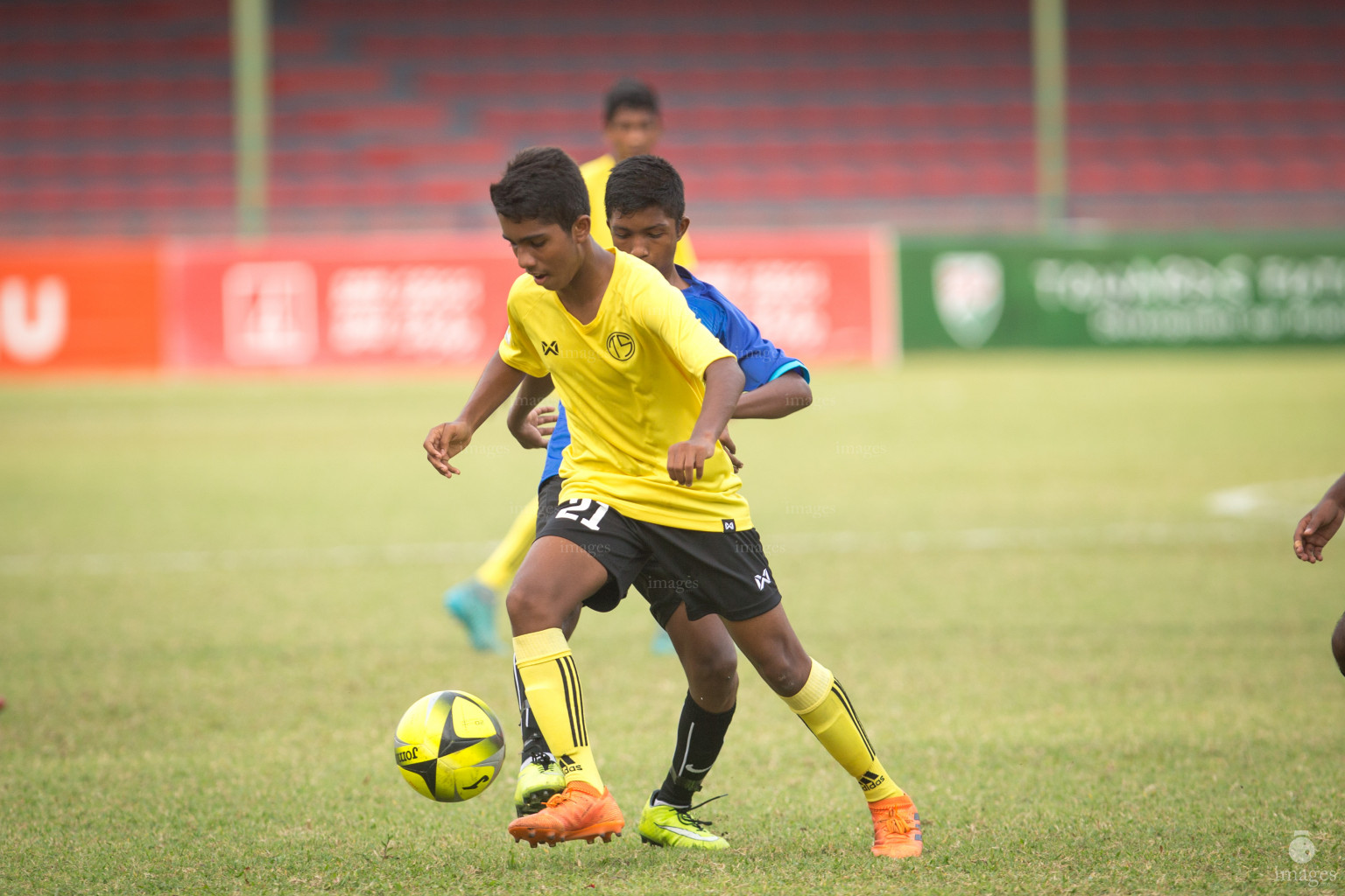 Thaajudheen school vs Jamaaludheen School in Mamen Inter-School Football Tournament 2019 (U15) on 2nd March 2019, Saturday in Male' Maldives (Images.mv Photo: Ismail Thoriq)