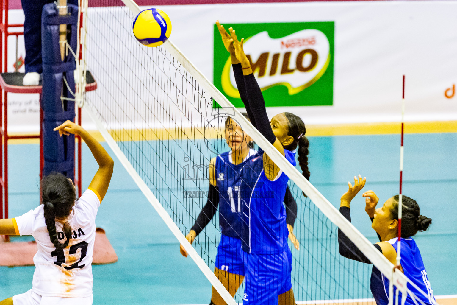 Nepal vs Sri Lanka in Day 1 of CAVA U20 Woman's Volleyball Championship 2024 was held in Social Center, Male', Maldives on 18th July 2024. Photos: Nausham Waheed / images.mv