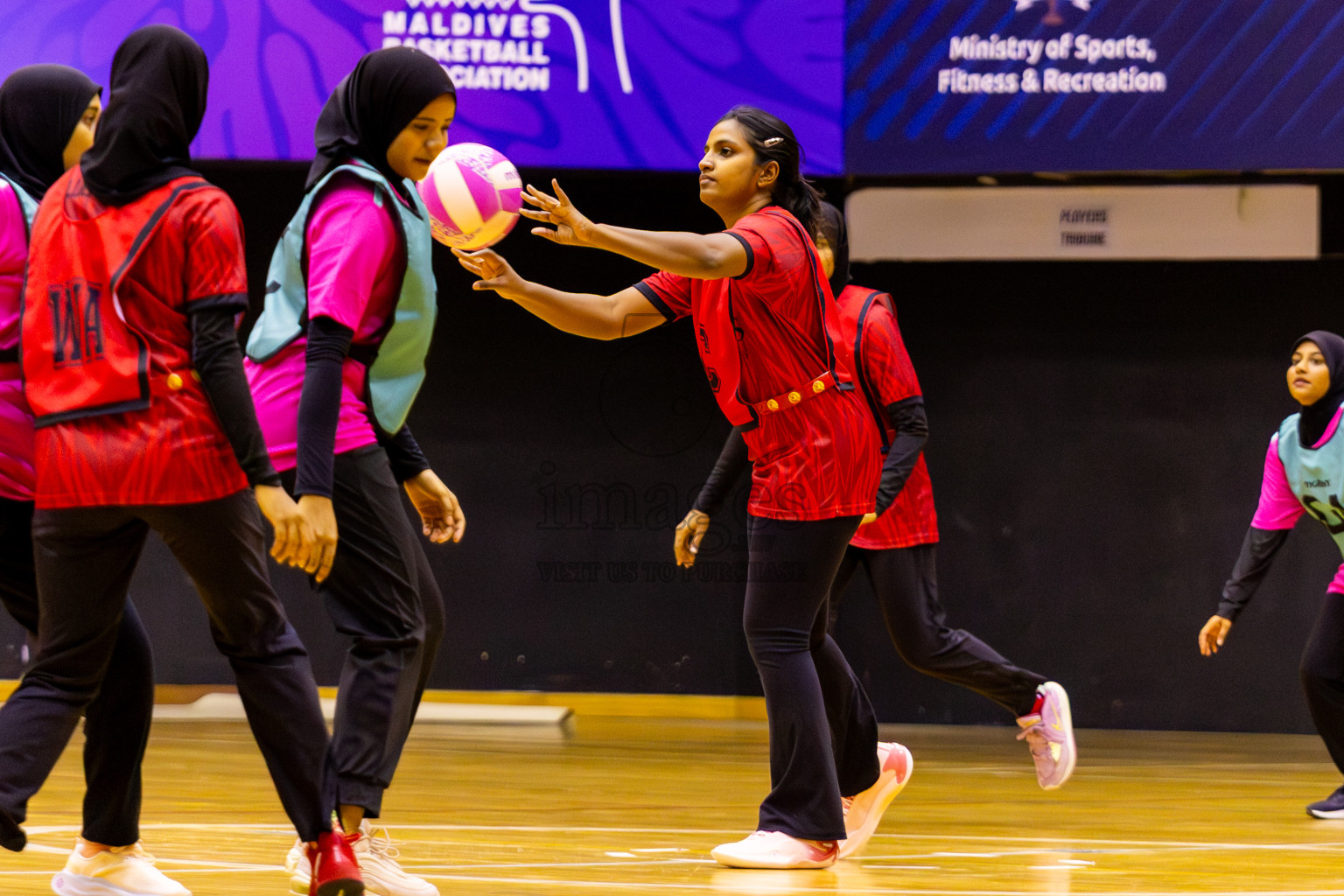 C Matrix vs MV Netters in Day 1 of 24th Milo Netball Association Championship held in Social Center at Male', Maldives on Monday, 1st September 2025. Photos: Nausham Waheed / images.mv