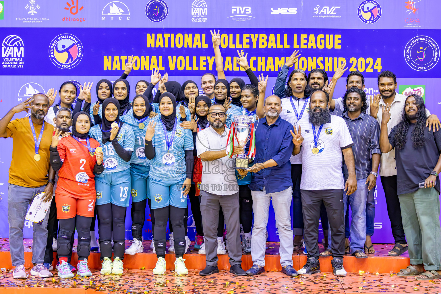 Club WAMCO vs Police Club in the final of National Volleyball Championship 2024 (women's division) was held in Social Center Indoor Hall on Thursday, 24th October 2024. 
Photos: Ismail Thoriq / images.mv