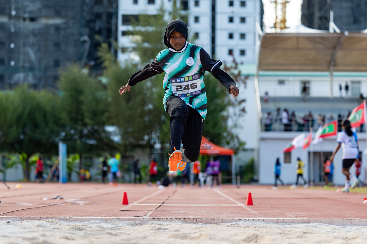 Day 2 of MWSC Interschool Athletics Championships 2024 held in Hulhumale Running Track, Hulhumale, Maldives on Sunday, 10th November 2024. 
Photos by: Hassan Simah / Images.mv