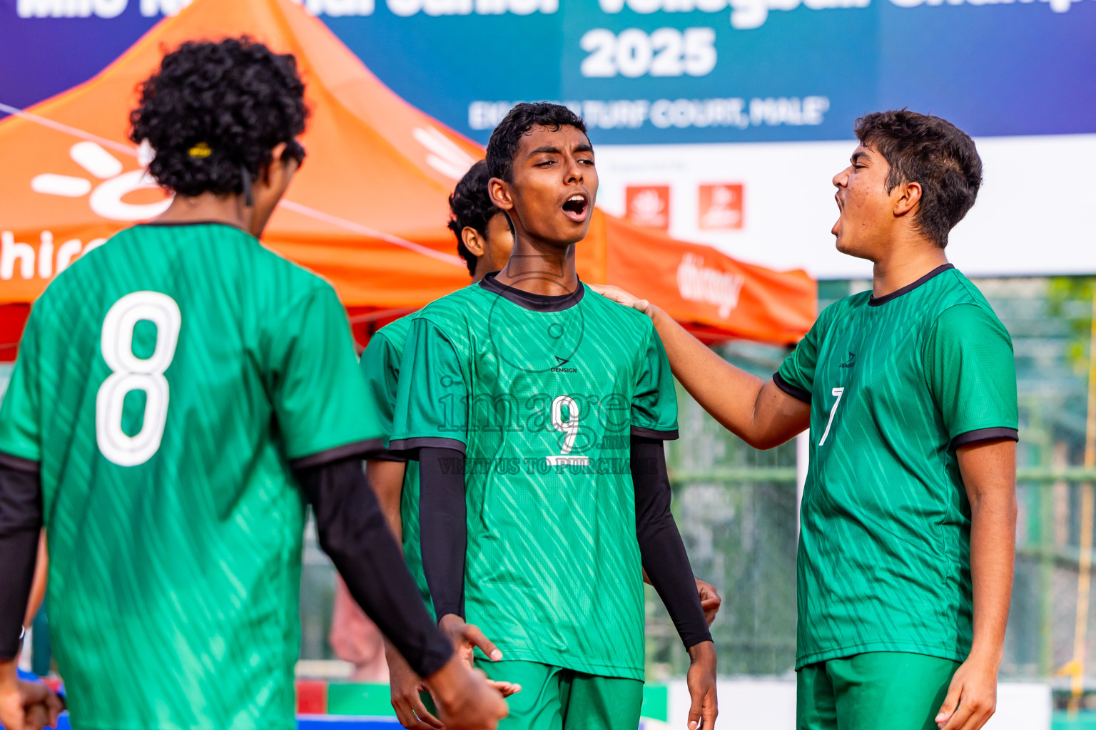 Sports Club Dhirun vs Goodies Sports Club in Milo National Junior Volleyball Championship 2025 Day 3 was held on Monday, 24th November 2025 at Ekuveni Turf Court Male', Maldives. Photos: Nausham Waheed / images.mv