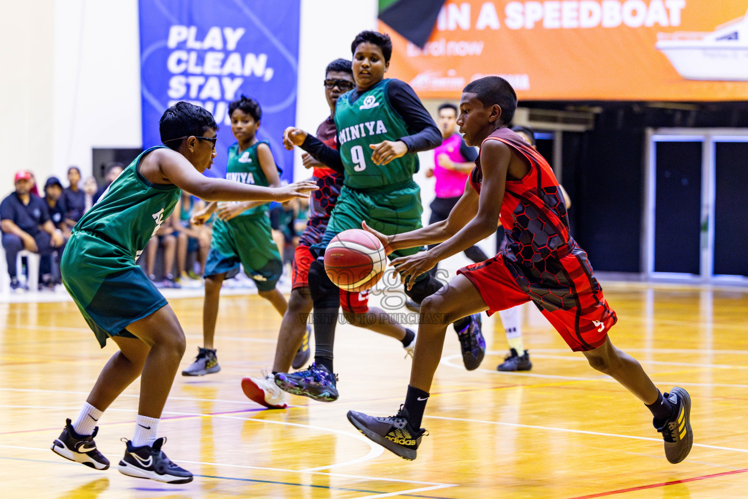 Aminiyya School vs Iskandhar School in day 26 of Junior Basketball Championship 2024 was held in Social Center, Male', Maldives on Tuesday, 10th December 2024. Photos: Nausham Waheed / images.mv