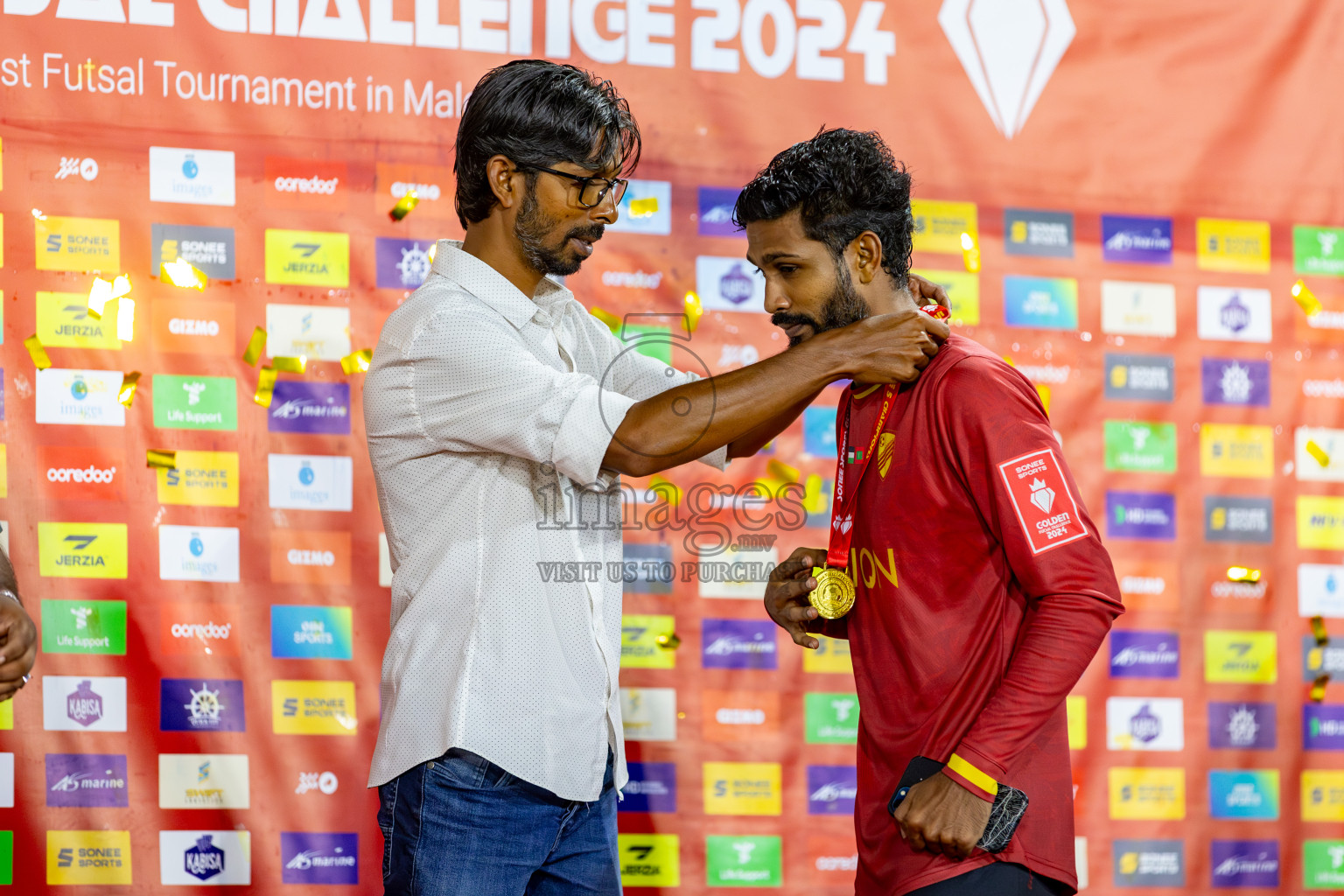 Kudahuvadhoo VS F. Bilehdhoo in Zone 5 Group Stage Final on Day 38 of Golden Futsal Challenge 2024 which was held on Friday, 23rd February 2024, in Hulhumale', Maldives 
Photos: Hassan Simah/ images.mv