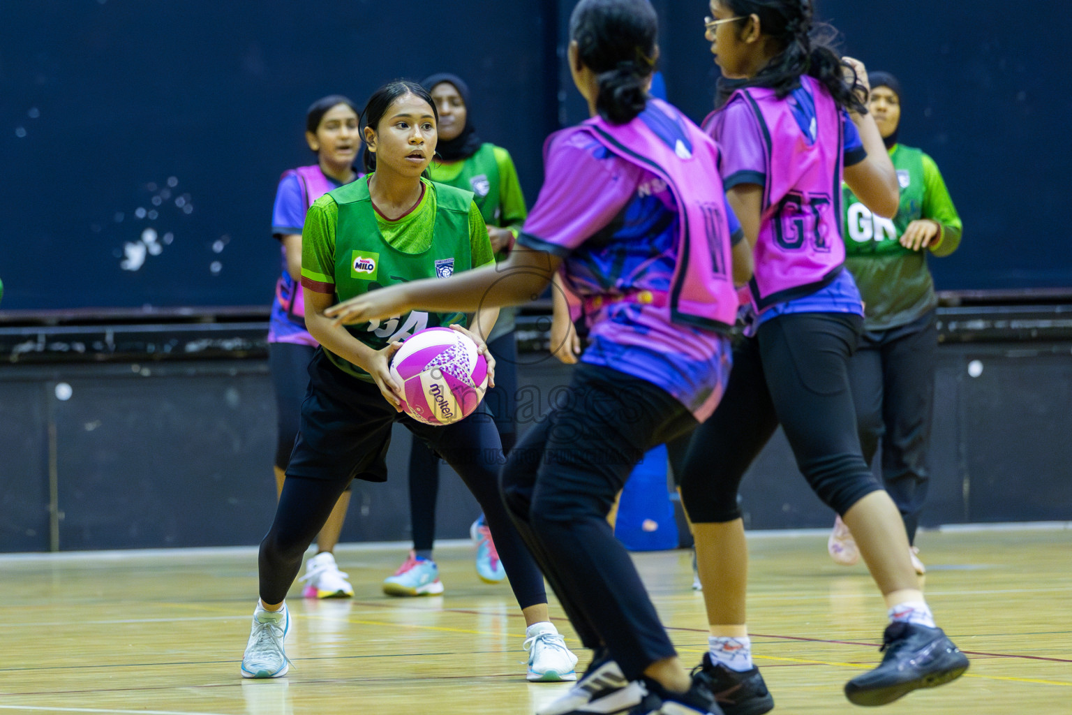 N Sports Academy B vs FIONTI Sports Club in Day 1 of 3rd Junior Championship - Netball association of Maldives, held at Social Center on 19th January 2025 . Photos by Shuu Abdul Sattar