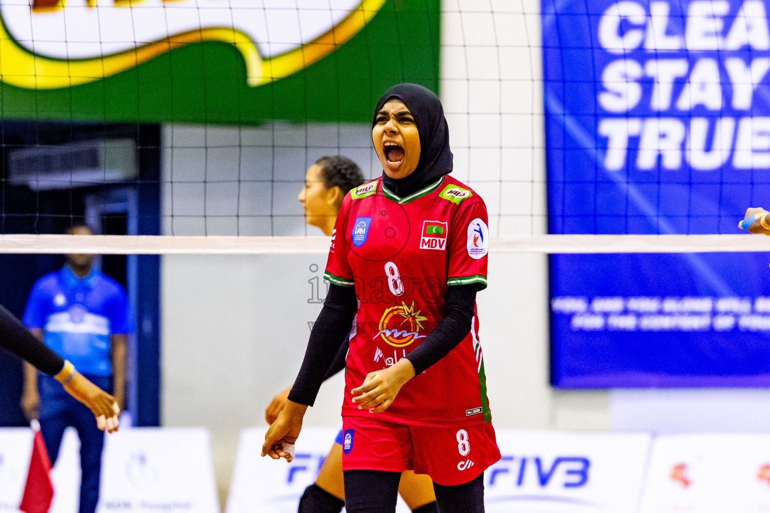 Nepal vs Maldives in Day 3 of CAVA U20 Woman's Volleyball Championship 2024 was held in Social Center, Male', Maldives on 20th July 2024. Photos: Nausham Waheed / images.mv