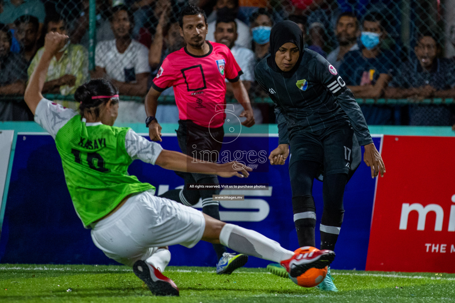 Club WAMCO vs DSC in the Semi Finals of 18/30 Women's Futsal Fiesta 2021 held in Hulhumale, Maldives on 14th December 2021. Photos: Ismail Thoriq / images.mv