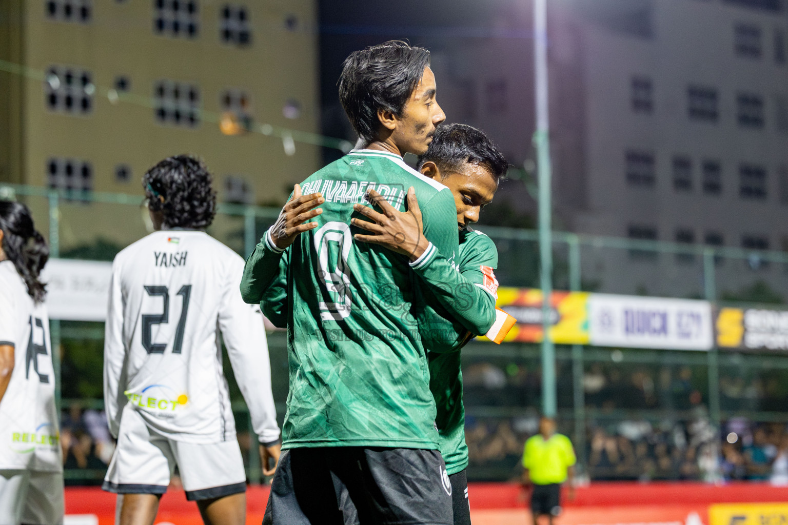 R. Dhuvaafaru VS N. Miladhoo in zone round on Day 32 of Golden Futsal Challenge 2025 was held on Wednesday , 5th February 2025, in Hulhumale', Maldives. 
Photos: Hassan Simah / images.mv