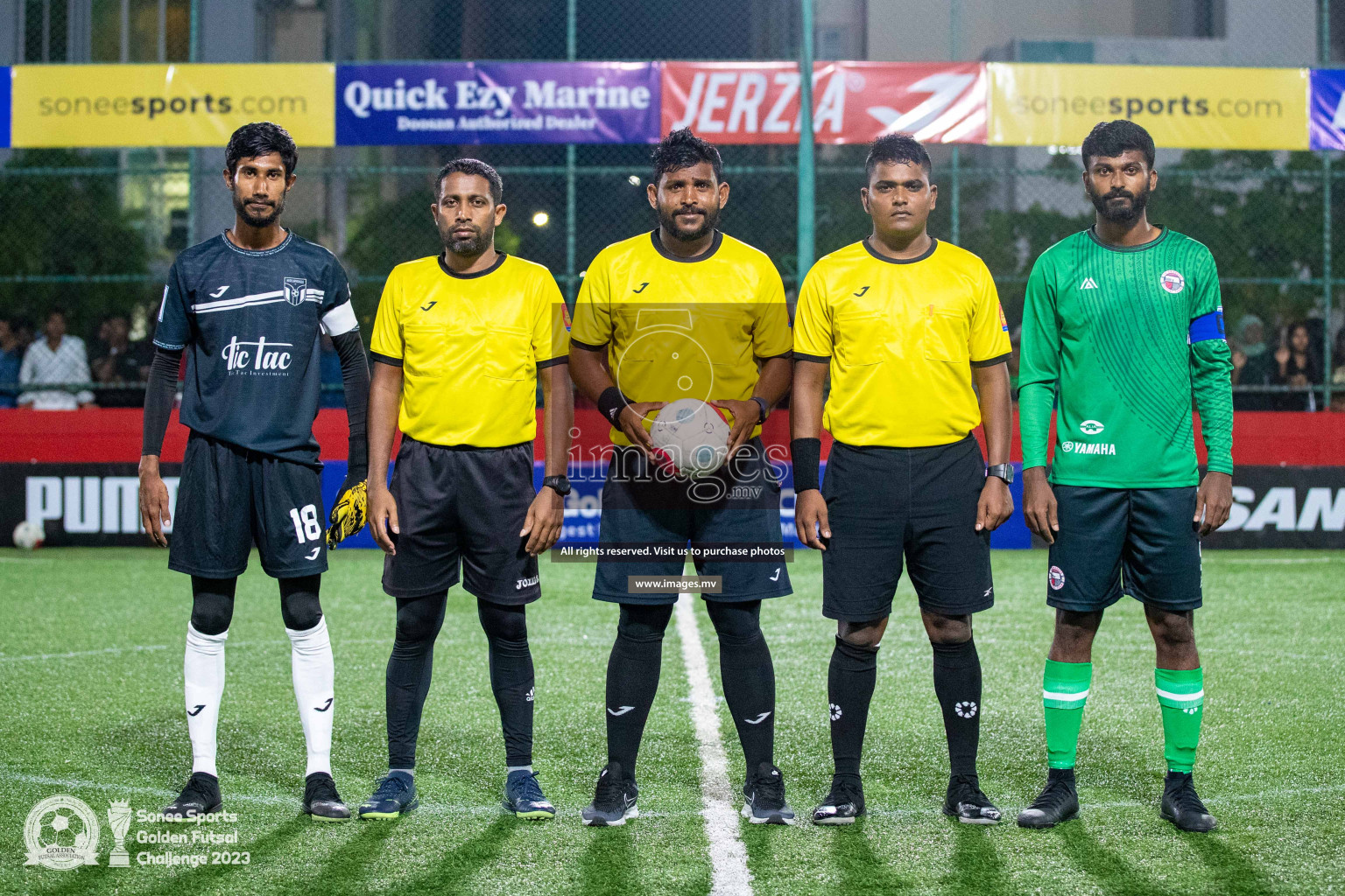 Th. Hirilandhoo vs Th. Omadhoo in Day 4 of Golden Futsal Challenge 2023 on 08 February 2023 in Hulhumale, Male, Maldives