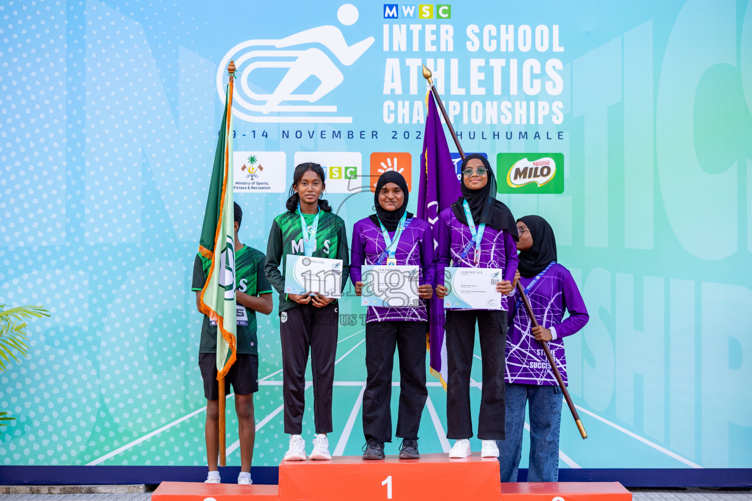 Day 2 of MWSC Interschool Athletics Championships 2024 held in Hulhumale Running Track, Hulhumale, Maldives on Sunday, 10th November 2024. 
Photos by: Hassan Simah / Images.mv