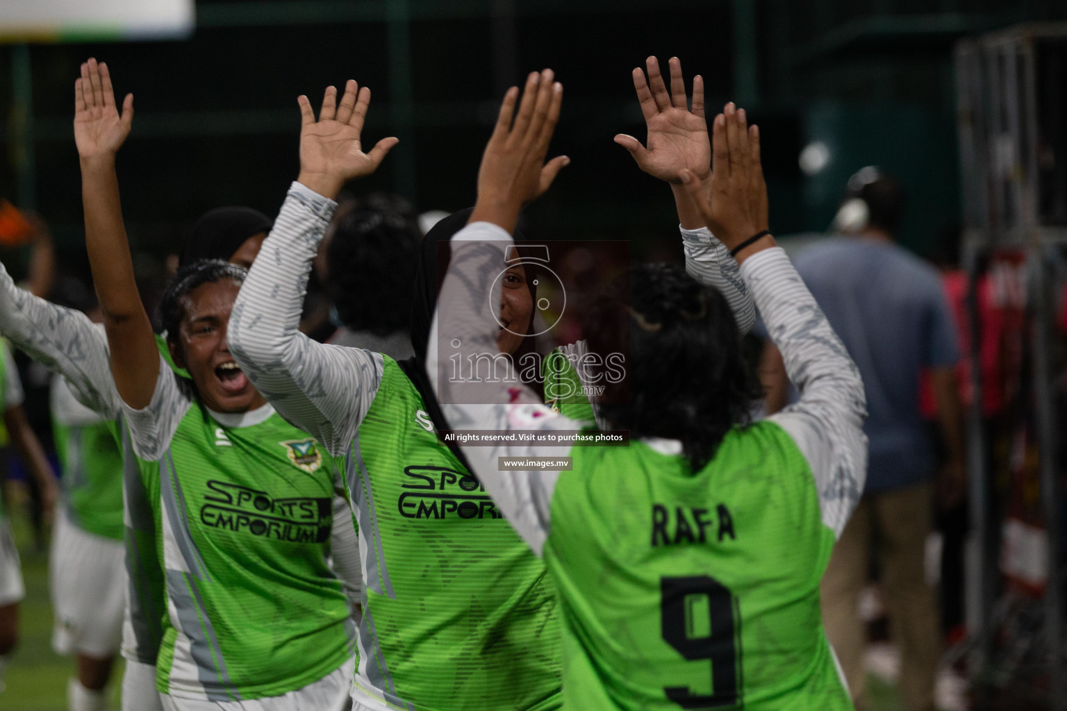 Club WAMCO vs DSC in the Semi Finals of 18/30 Women's Futsal Fiesta 2021 held in Hulhumale, Maldives on 14th December 2021. Photos: Shu Abdul Sattar / images.mv