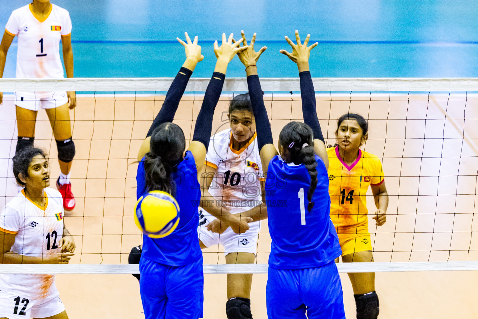 Nepal vs Sri Lanka in Day 1 of CAVA U20 Woman's Volleyball Championship 2024 was held in Social Center, Male', Maldives on 18th July 2024. Photos: Nausham Waheed / images.mv