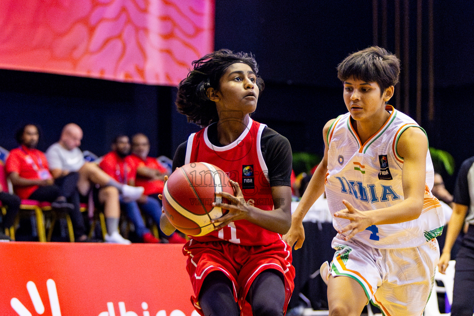 Maldives vs India in Day 3 of Under 16 Woman's Asian Cup SABA Qualifiers 2025 was held in Social Center, Male', Maldives on Saturday, 14th June 2025. Photos: Nausham Waheed / images.mv