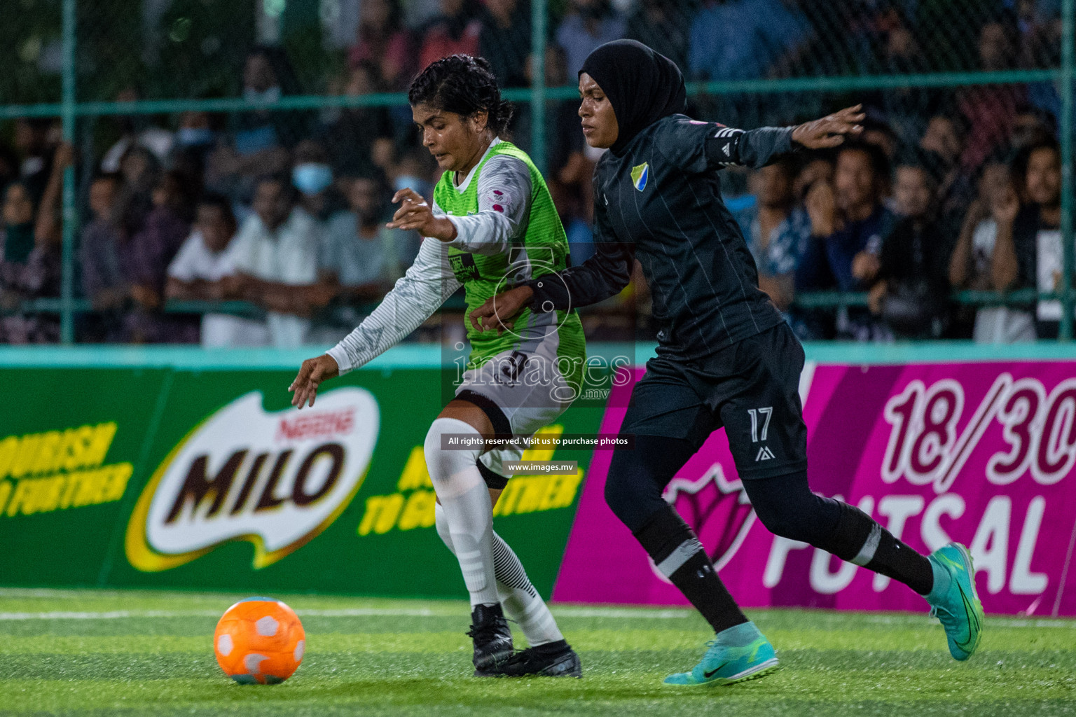 Club WAMCO vs DSC in the Semi Finals of 18/30 Women's Futsal Fiesta 2021 held in Hulhumale, Maldives on 14th December 2021. Photos: Ismail Thoriq / images.mv