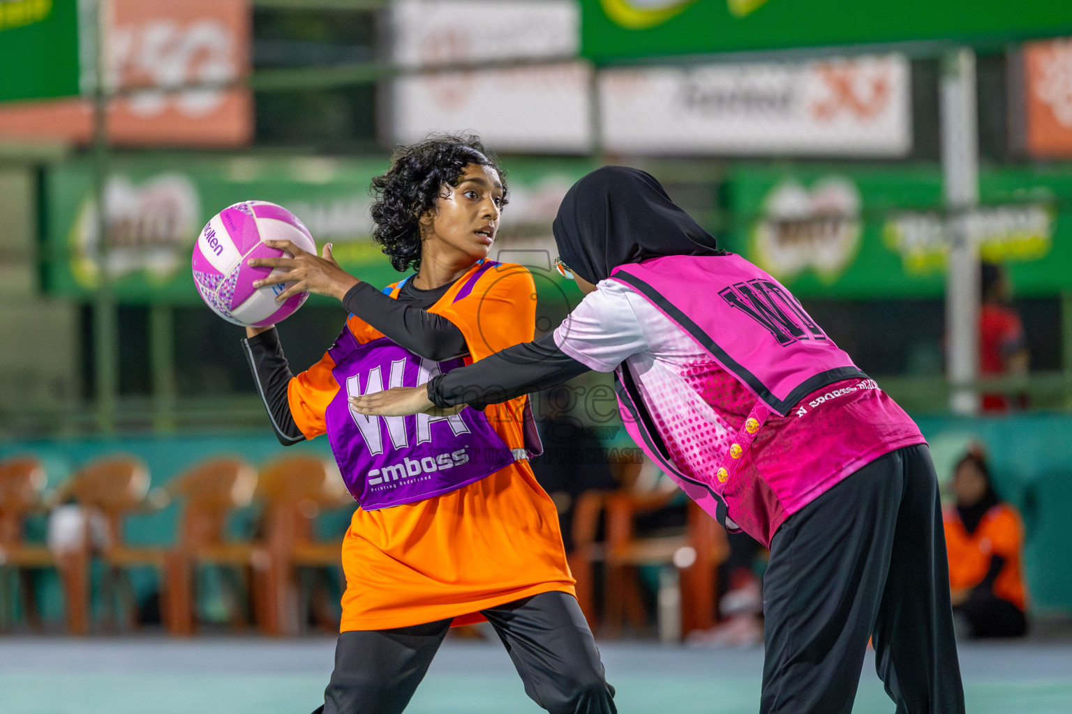 Invicto Sports Club vs N Sports Academy in Division 2 of National Netball Tournament 2025 held in Ekuveni Netball Court at Male', Maldives on Wednesday, 21st May 2025. Photos: Mohamed Mahfooz Moosa / images.mv