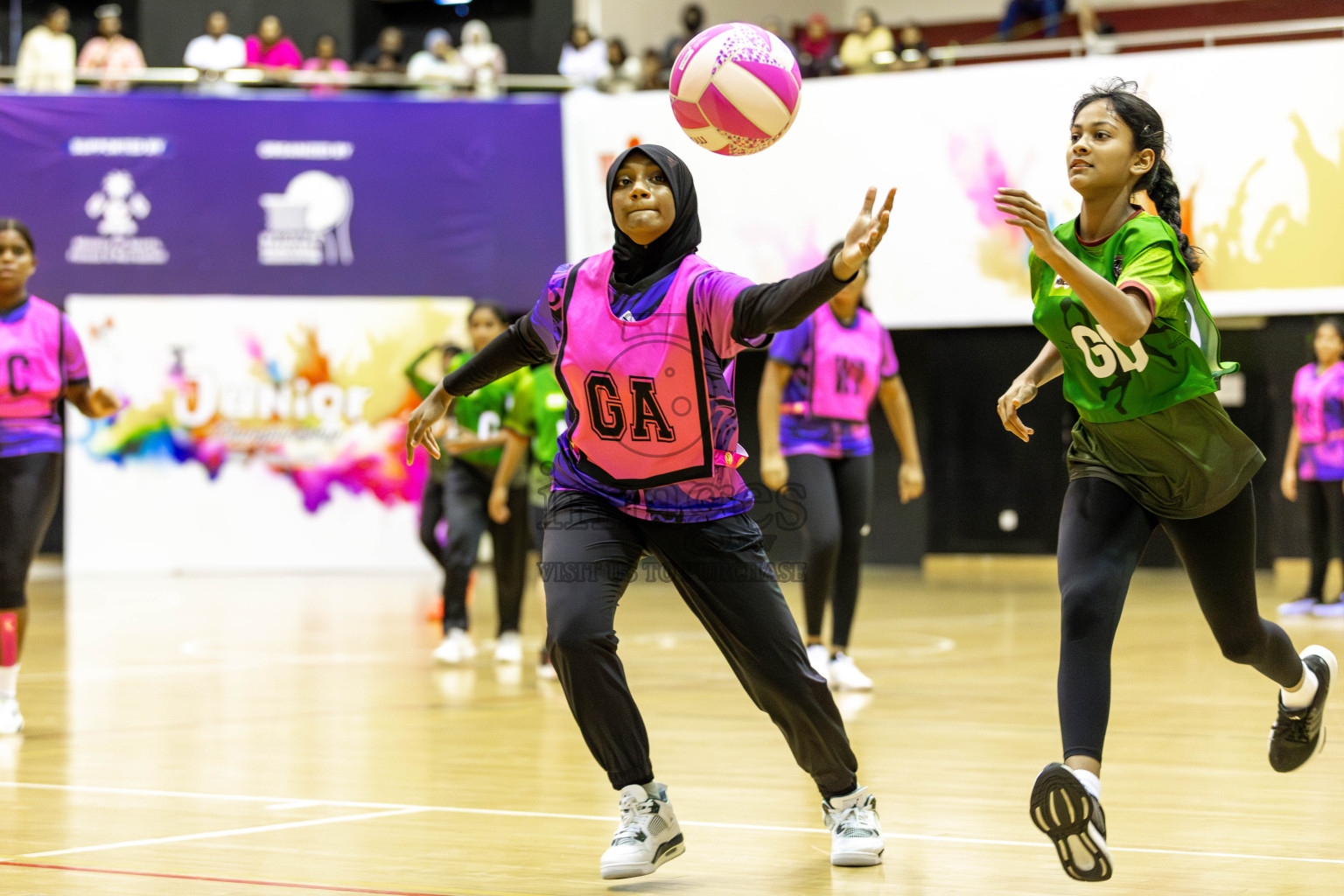 Fionti SA vs N Sports Academy in Day 6  of 3rd Netball Junior Championship, held at Social Center on Friday 24th January 2025 . Photos: Shuu Abdul Sattar / images.mv
