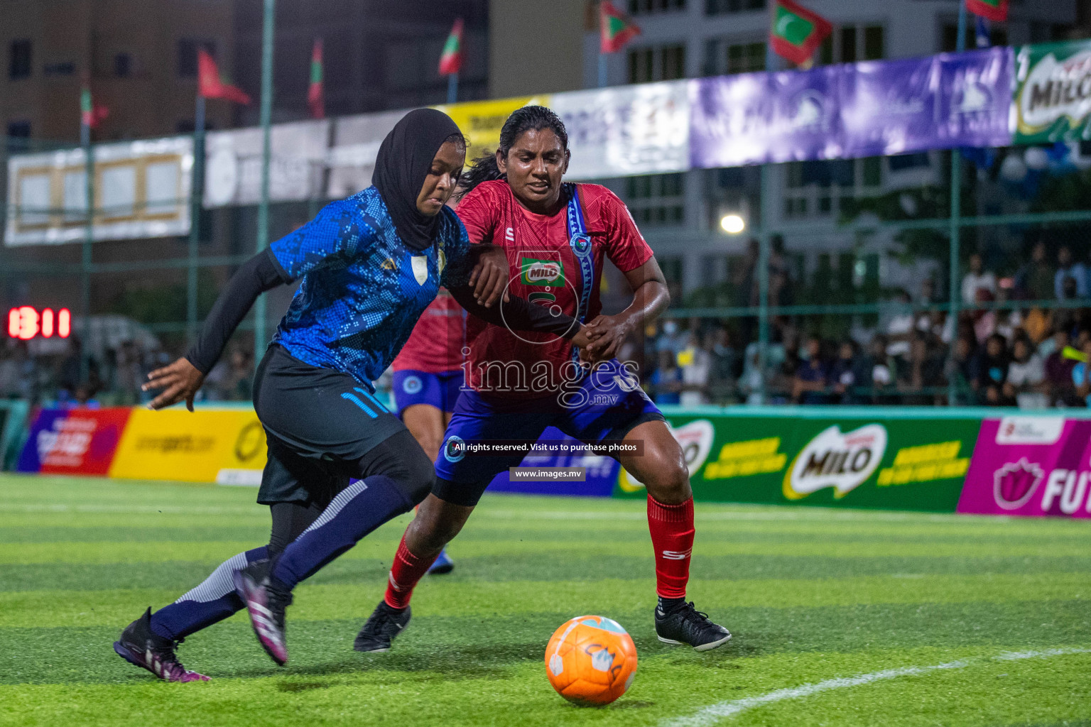 MPL vs Police Club in the Semi Finals of 18/30 Women's Futsal Fiesta 2021 held in Hulhumale, Maldives on 14th December 2021. Photos: Ismail Thoriq / images.mv