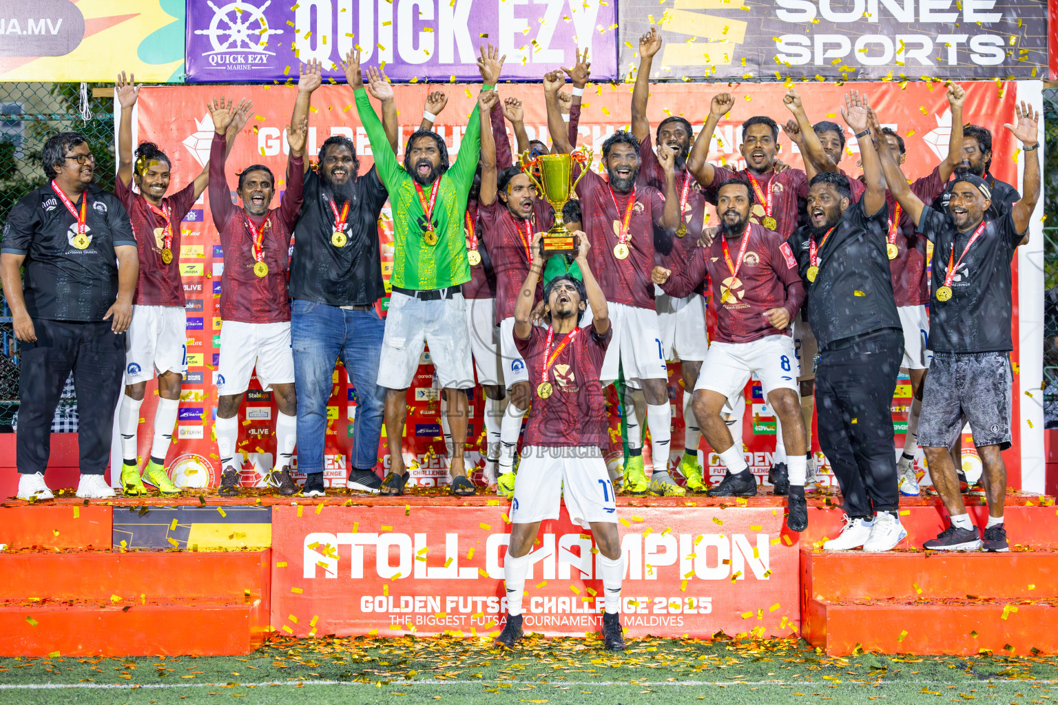 V Felidhoo vs V Keyodhoo in Atoll Round Final on Day 22 of Golden Futsal Challenge 2025 was held on Sunday , 26th January 2025, in Hulhumale', Maldives.
Photos: Ismail Thoriq / images.mv