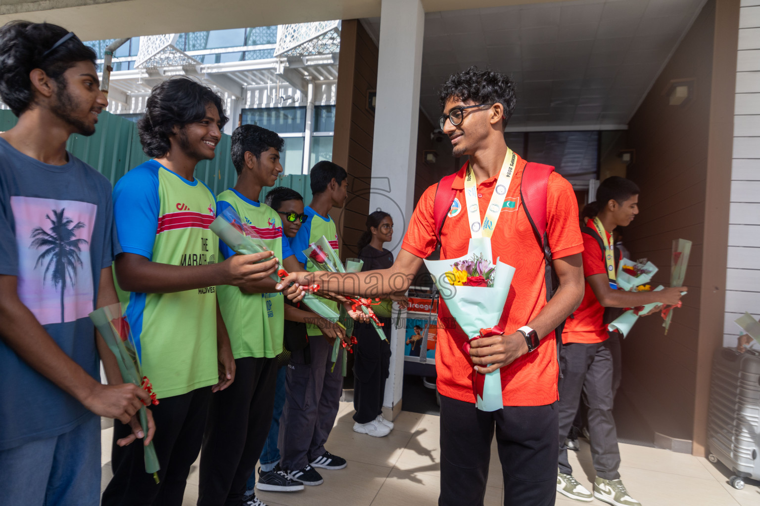 Arrival of Junior athletics team after 4th South Asian Junior Athletics Championship. Both Junior Men and Women's team won Bronze from 4x100m Relay event. 
Photos: Ismail Thoriq / images.mv