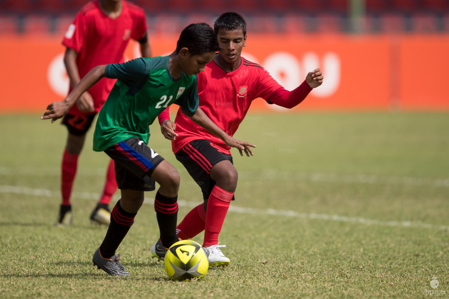 Majeedhiyya School vs Muhyidhin School in Mamen Inter-School Football Tournament 2019 (U15) on 27th February 2019, Monday in Male' Maldives (Images.mv Photo: Suadh Abdul Sattar)
