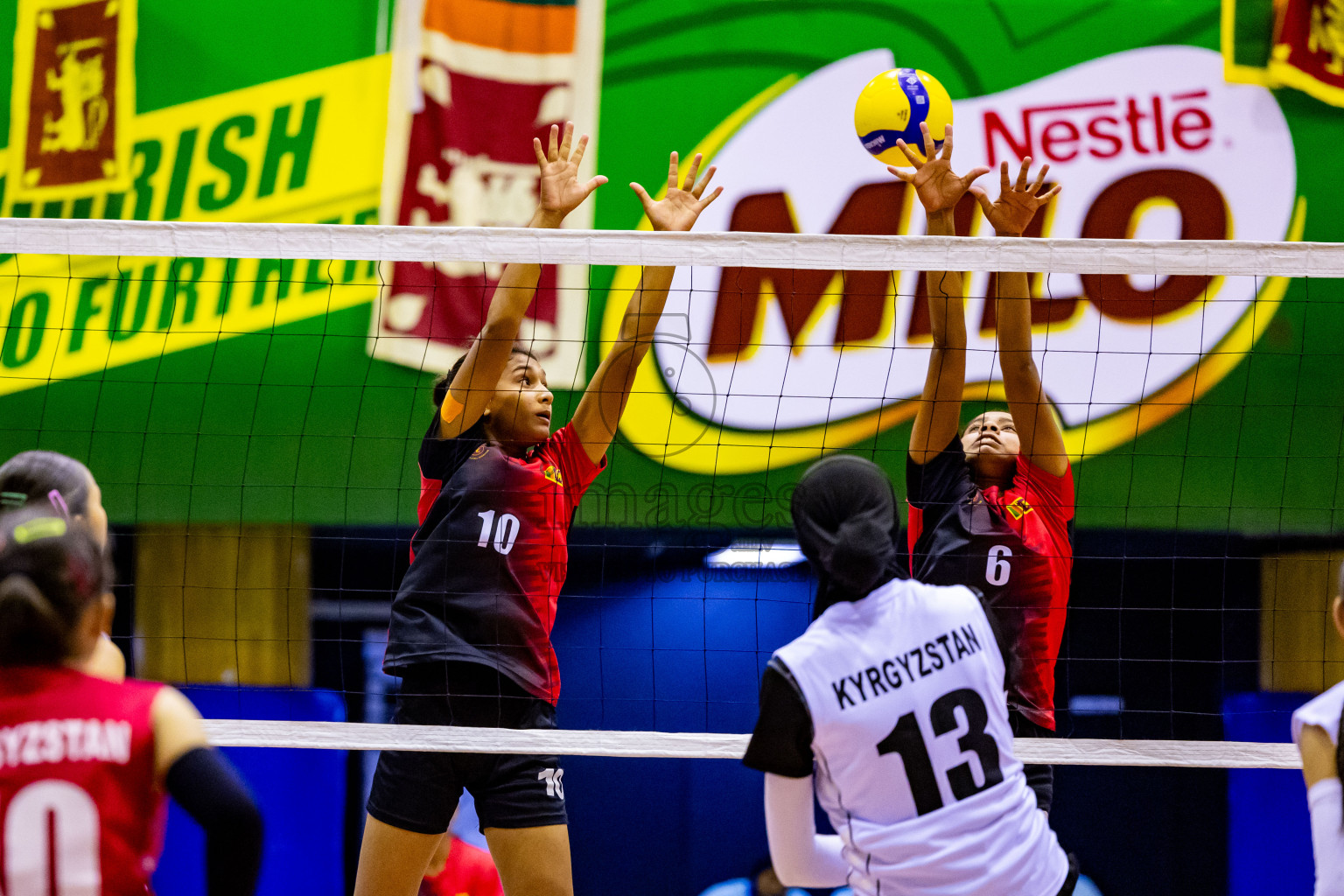 Kyrgyzstan vs Sri Lanka in Final of CAVA U20 Woman's Volleyball Championship 2024 was held in Social Center, Male', Maldives on 23rd July 2024. Photos: Nausham Waheed / images.mv