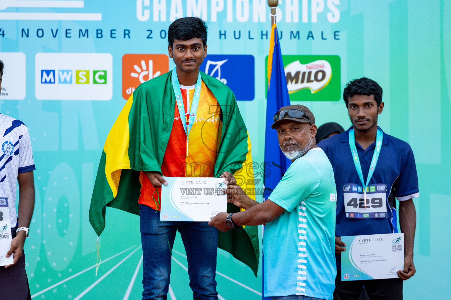 Day 2 of MWSC Interschool Athletics Championships 2024 held in Hulhumale Running Track, Hulhumale, Maldives on Sunday, 10th November 2024. 
Photos by: Hassan Simah / Images.mv