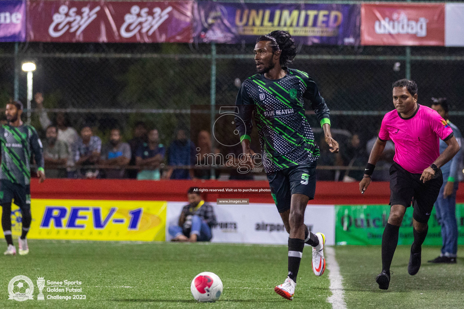 Sh. Feevah vs Sh. Lhaimagu in Day 4 of Golden Futsal Challenge 2023 on 08 February 2023 in Hulhumale, Male, Maldives