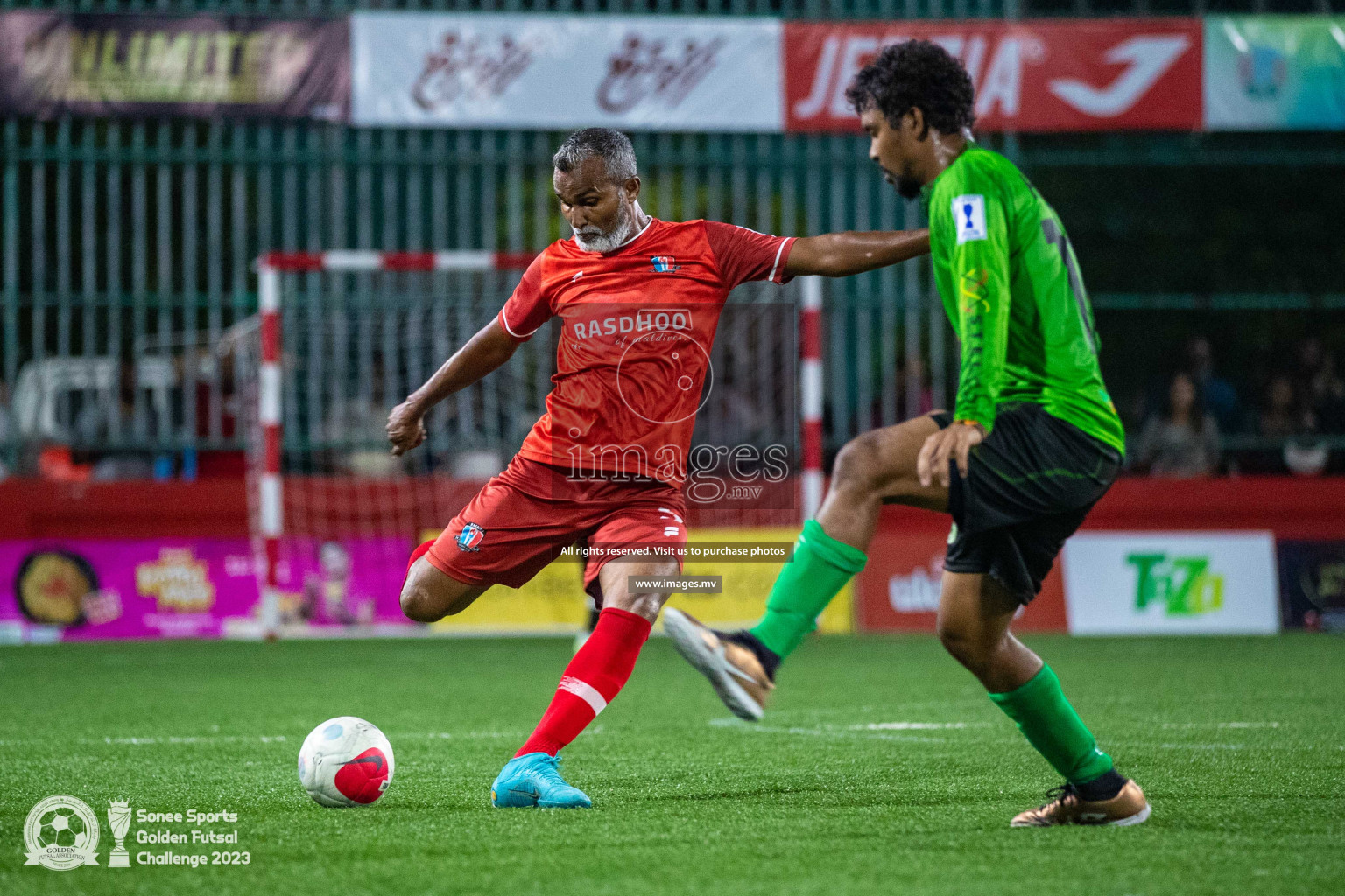 AA. Rasdhoo vs AA. Feridhoo in Day 4 of Golden Futsal Challenge 2023 on 08 February 2023 in Hulhumale, Male, Maldives